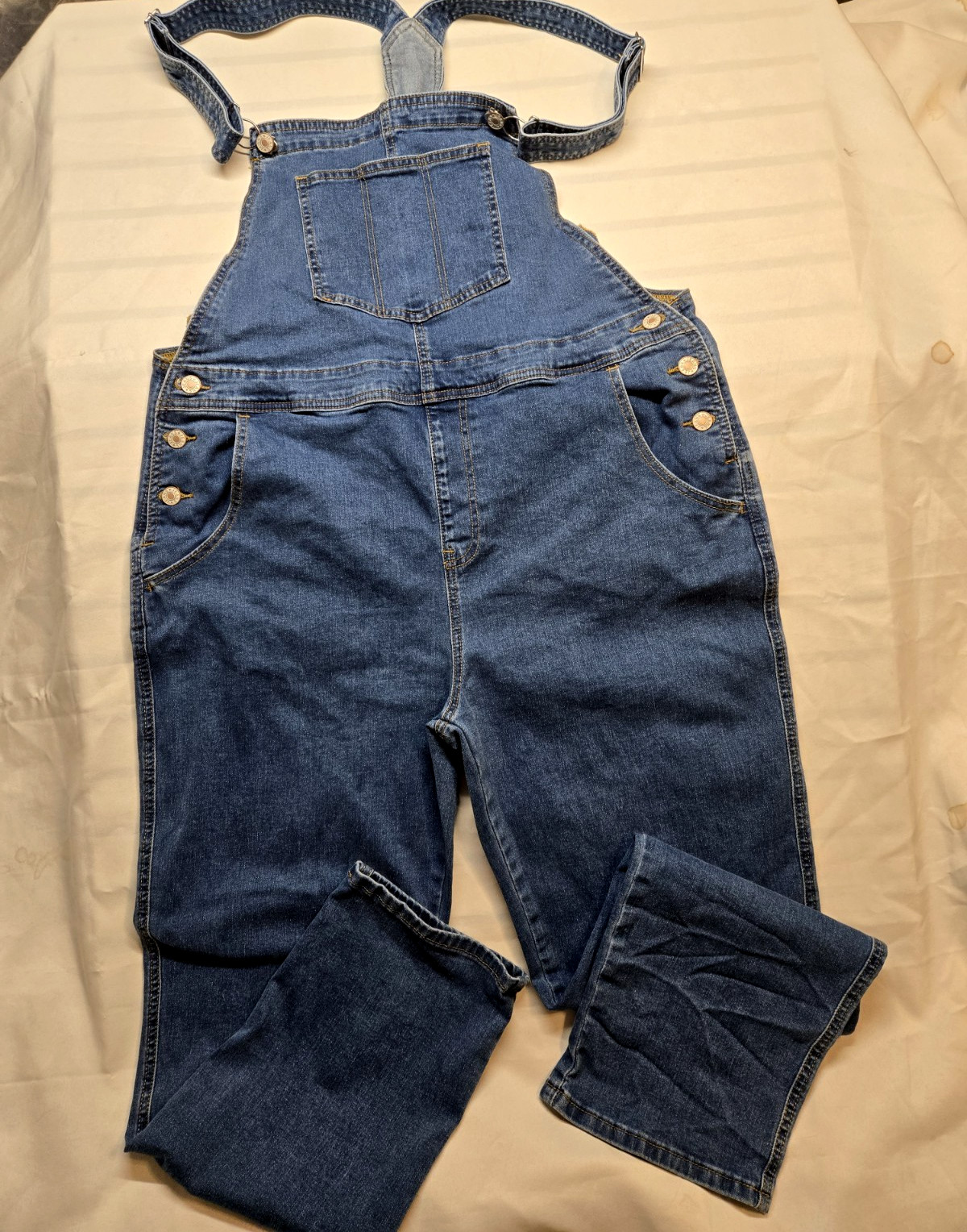 Women’s Denim Overalls SizeXL Blue Stretch Bib Jumpsuit Casual Jeans Romper