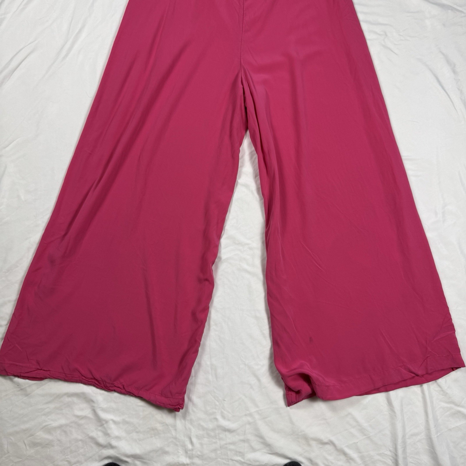 Old Navy Jumpsuit Pink Wide Leg Spaghetti Strap Rayon Women’s XS Tall Stained