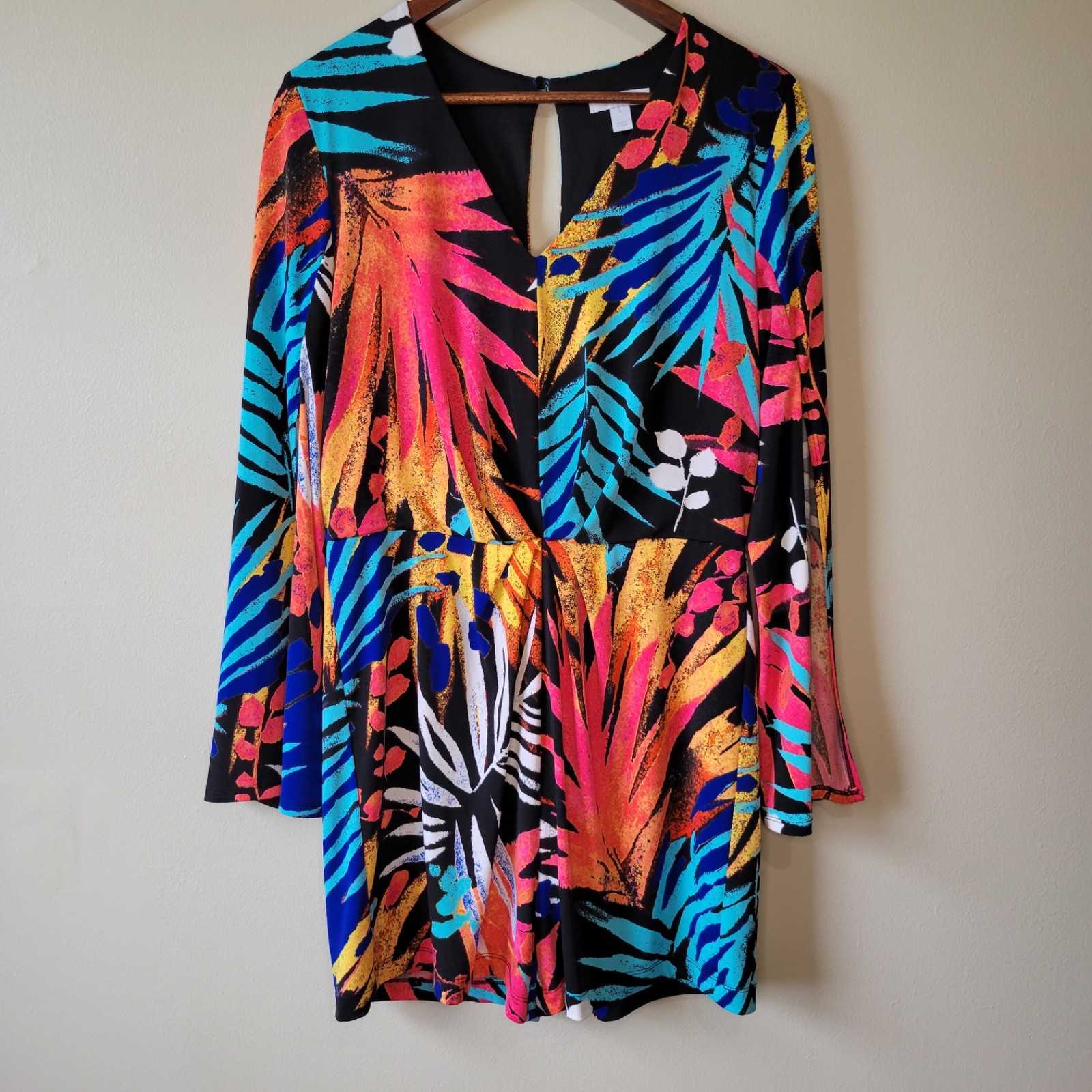 New York & Company Multicolor Women’s Romper Sz M Boho Style One Piece Tropical