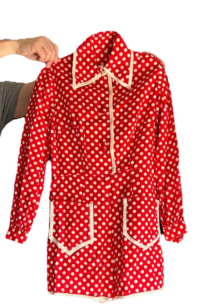 Vintage Romper, 60s Loungees Romper Jumpsuit Shorts Mod Polka Dots Handmade