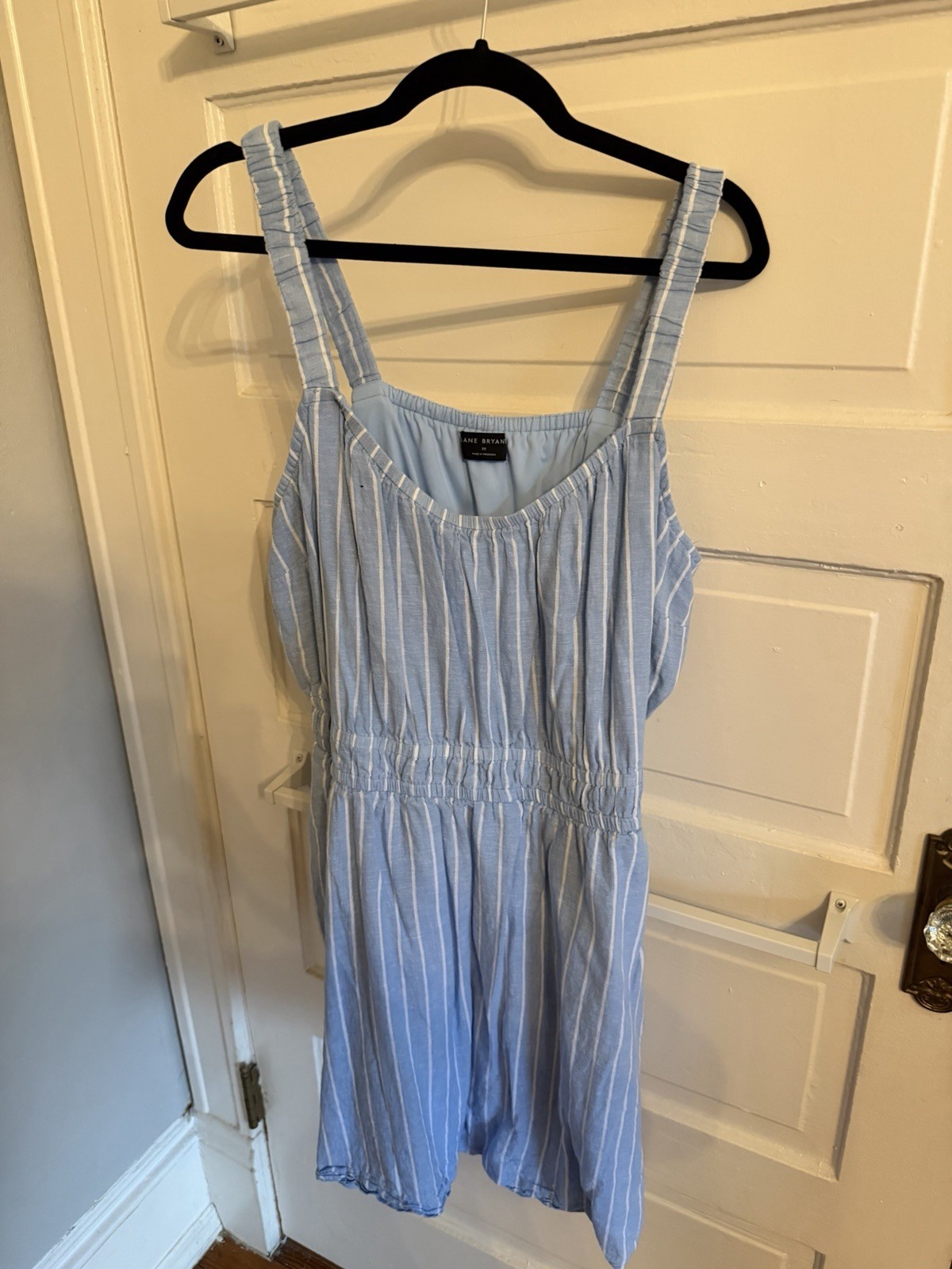 Lane Bryant Blue/White Striped Smocked Strappy Sleeveless Romper Plus 20
