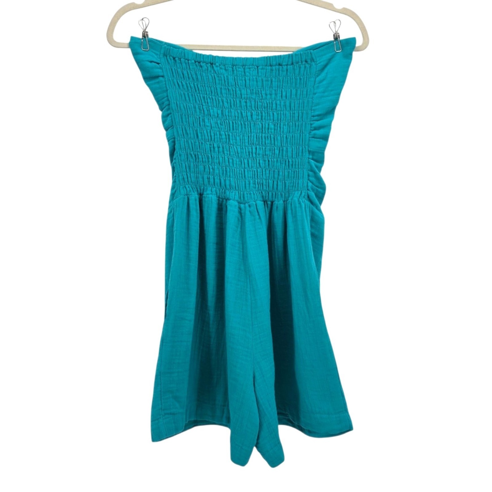 NEW Envy Womens Small Romper Strapless Short Jumper Play Suit Aqua Blue Green