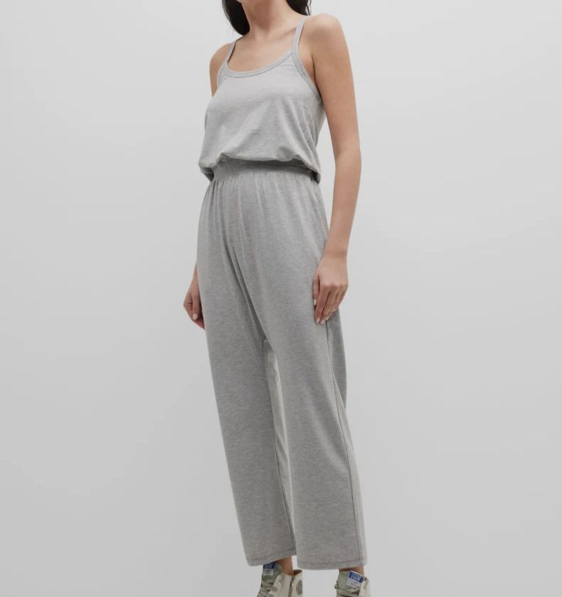 $108 Spiritual Gangster Womens Gray Maxin Relaxin Triblend Jumpsuit Size Small