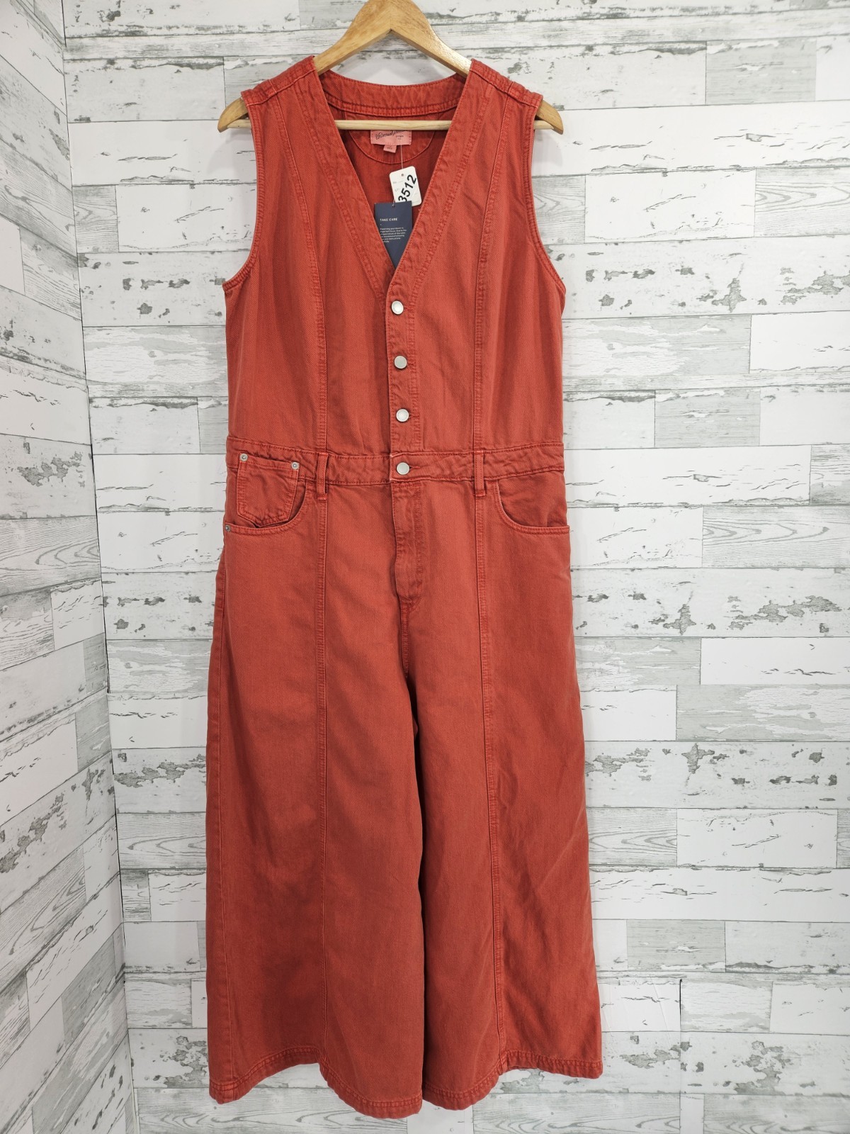 Universal Thread Women 14 Sleeveless Jumpsuit Cropped Orange Wide Legs