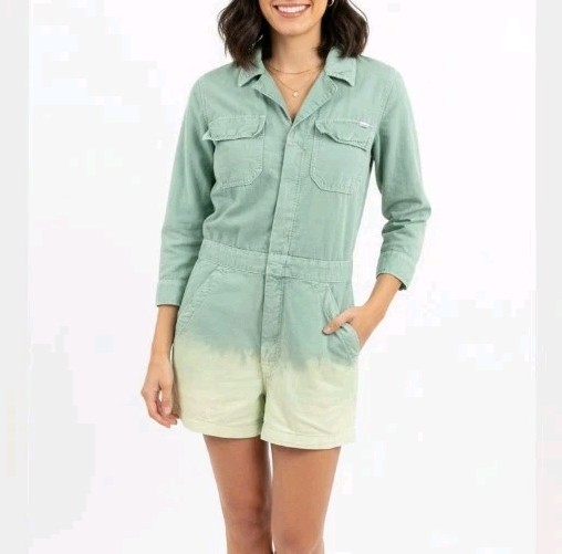 MOTHER The Fixer Romper In Ombre Green Size Small