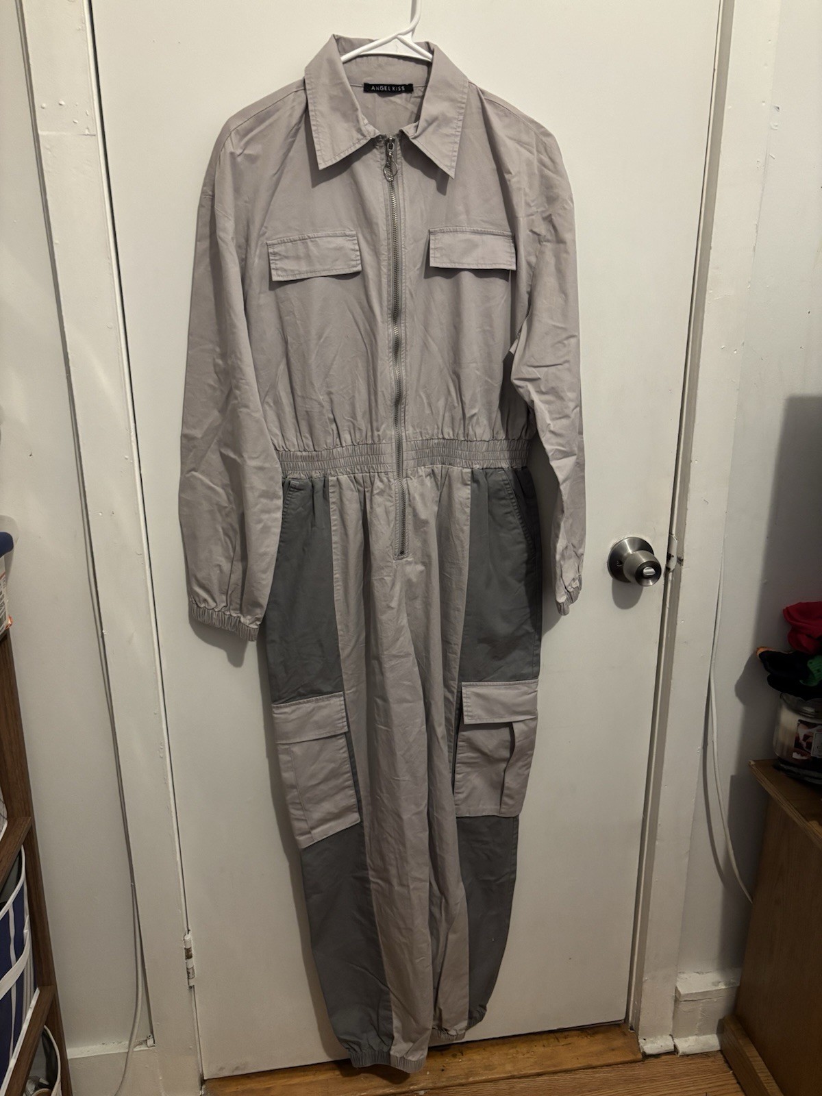 Grey and Charcoal Grey Angel Kiss Jumpsuit Women’s Size Large