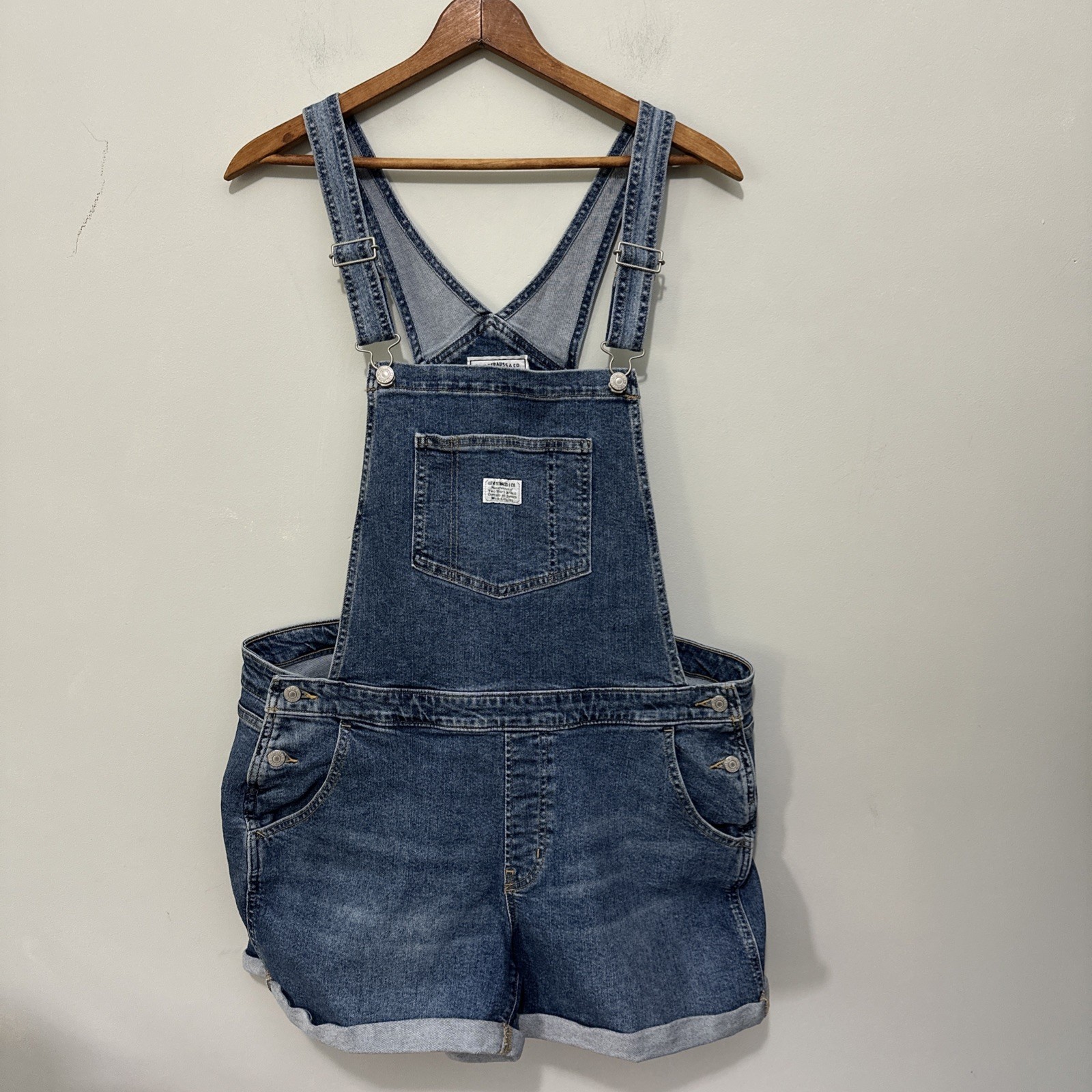 Levis Shortalls Womens 20W Blue Denim Short Overalls Jeans Bib Romper Two Horse