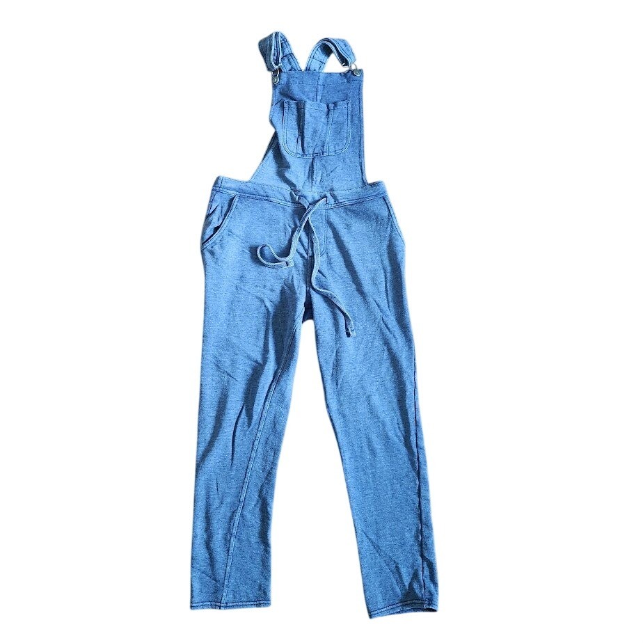 Wallflower Womens French Terry Overalls Heather Blue Drawstring Bib Small 298