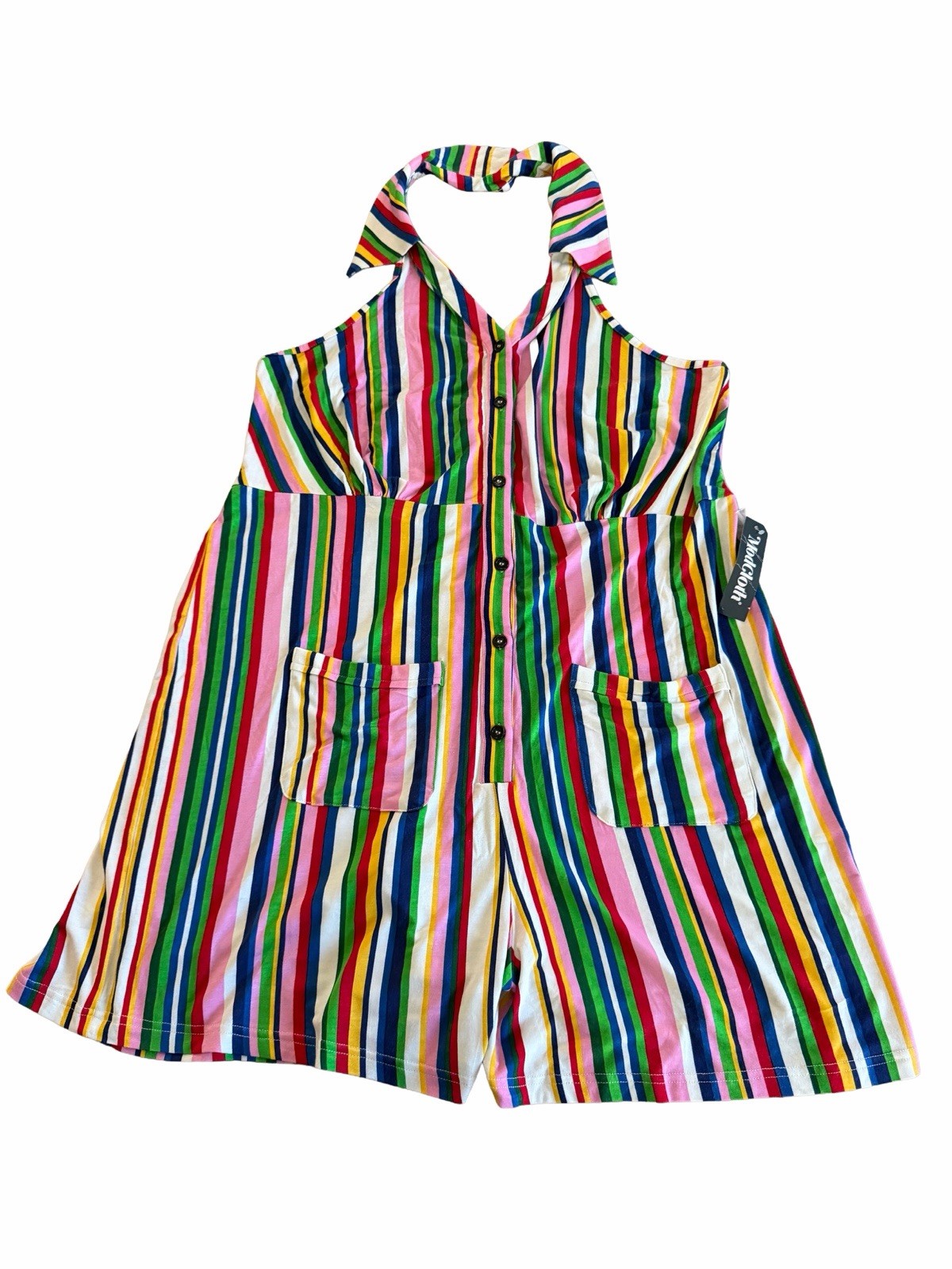 NWT MODCLOTH Having Fun In The Sun On The Boardwalk Striped Romper Plus Size 1X