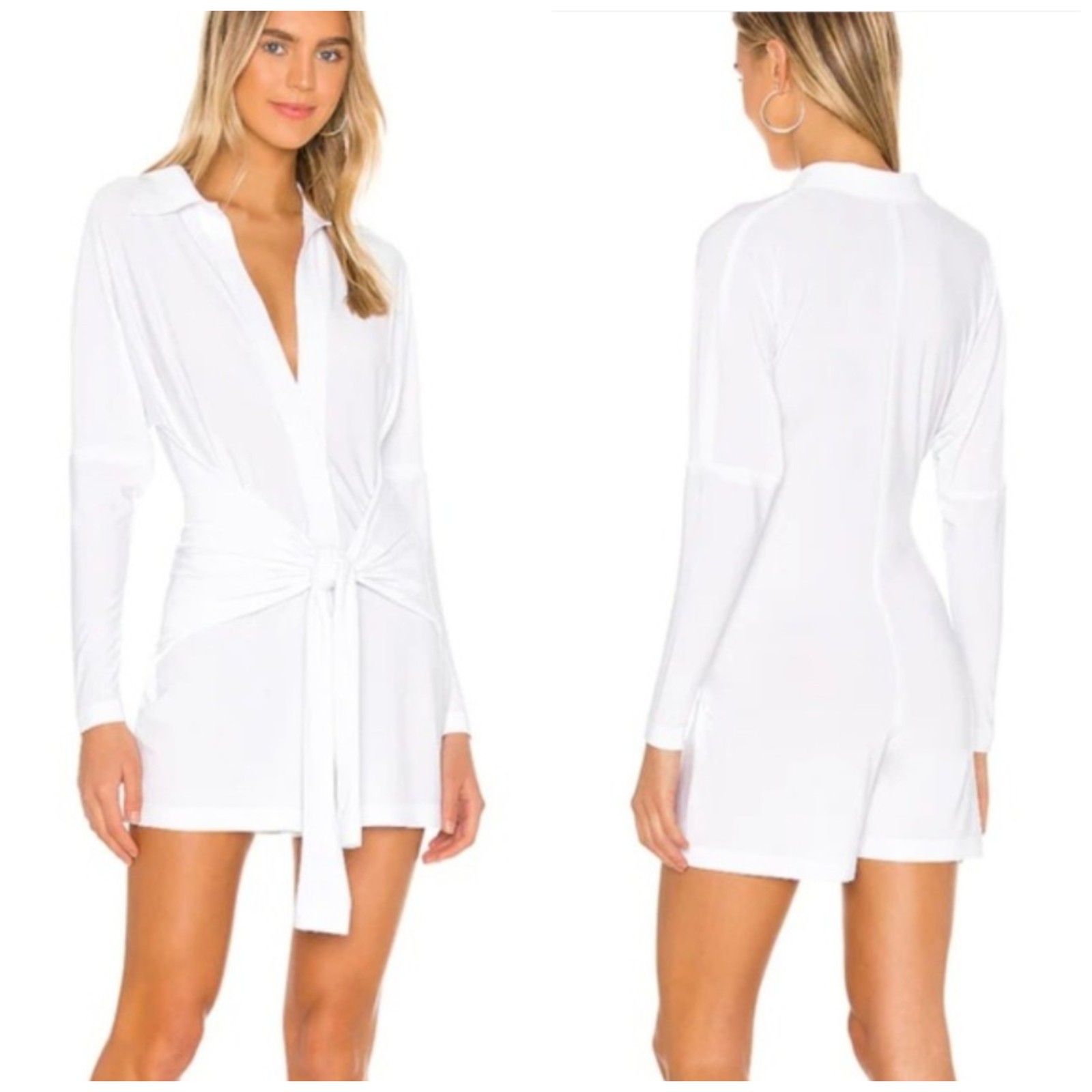 Norma Kamali Mini Tie Front Romper, White, Size Medium/38