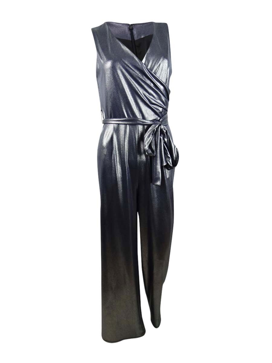 Tommy Hilfiger Women’s Metallic Jersey Jumpsuit (12, Silver)