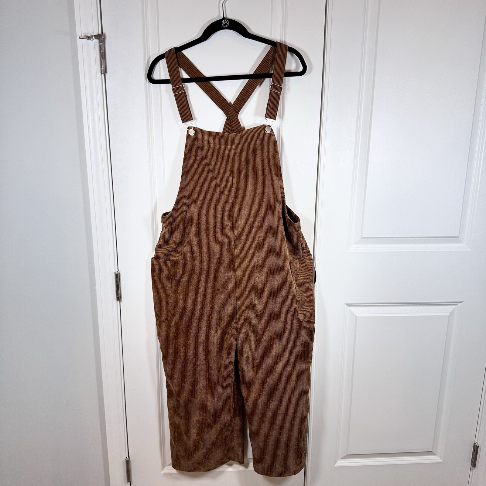 Blush Brown Corduroy Overalls Womens Medium Wide Leg Bib Dungarees Cottagecore