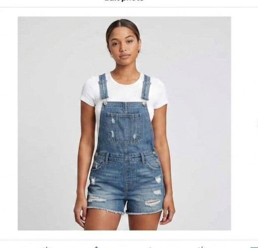 Love Revival Women Size 3X Blue Denim Adjustable Strap Button Pockets Shortall’s