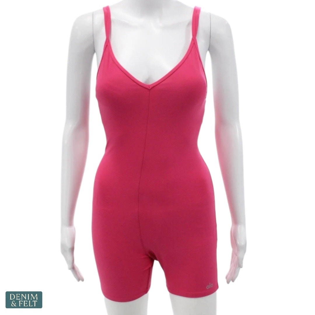 Alo Yoga Alosoft Suns Out Romper Pink Summer Crush Active Gym Romper Bodycon