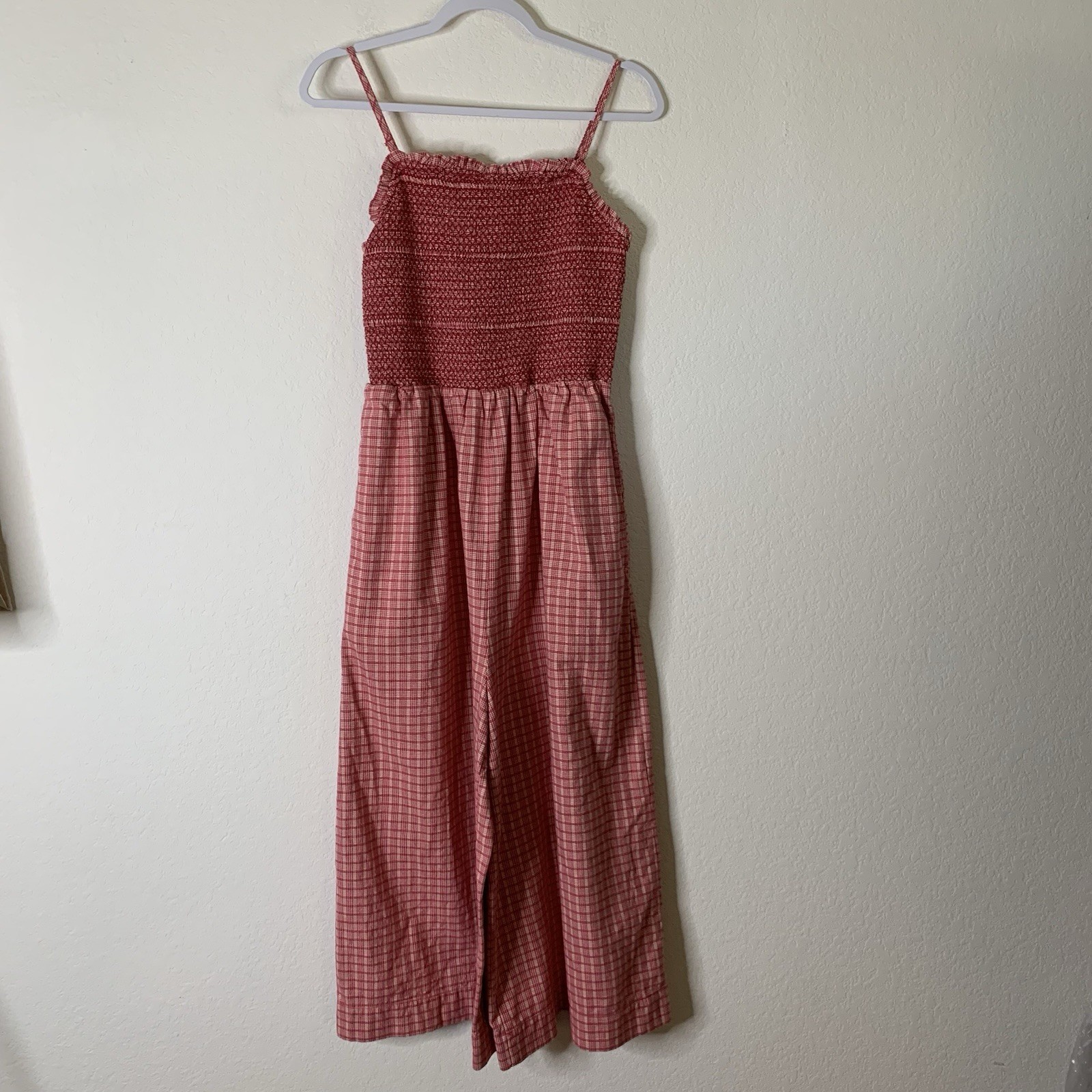 Maeve Smocked Basque-Waist Wide Leg Crop Jumpsuit SP