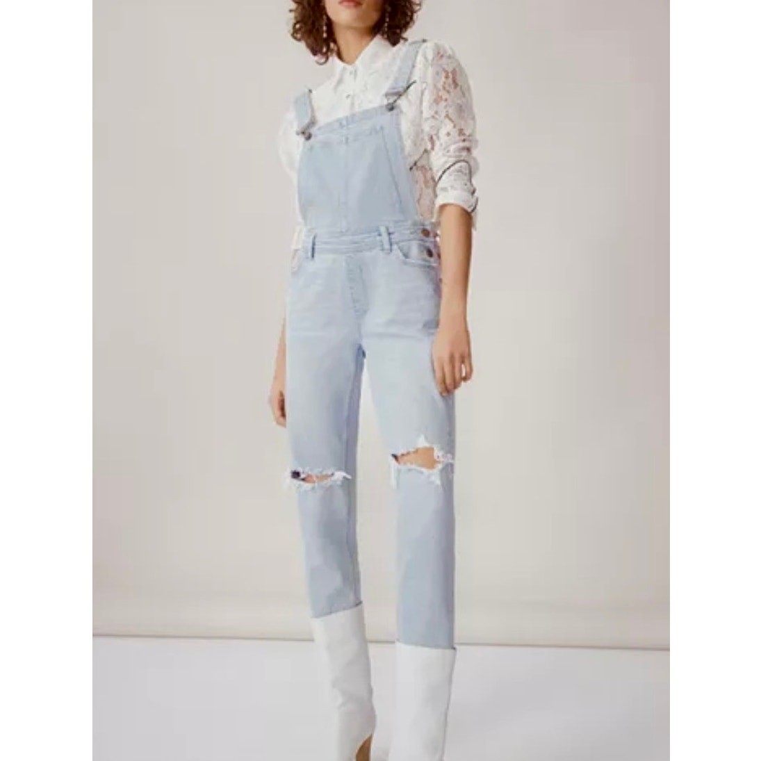 Paige Denim Overalls Sierra Light Distressed Denim Lindon Destructed size 27