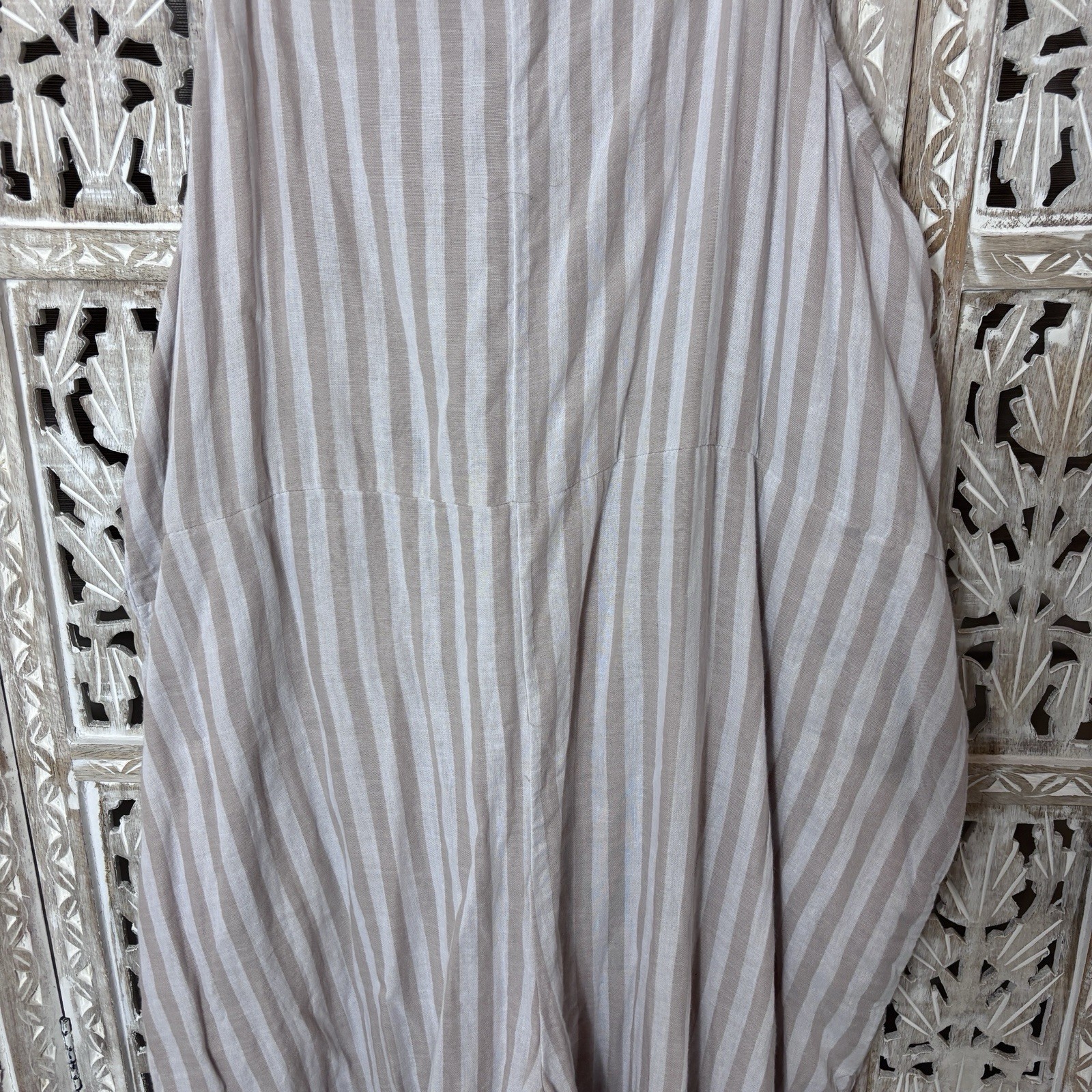 Pact Jumpsuit Striped Organic Cotton Wide Leg Pockets Granola Hippie Sustainable