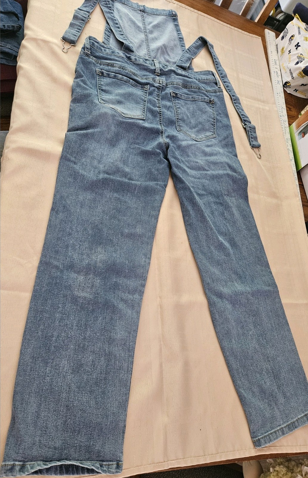 WallFlower Women’s Blue Denim Overall One-Piece L Adjustable Straps Pockets