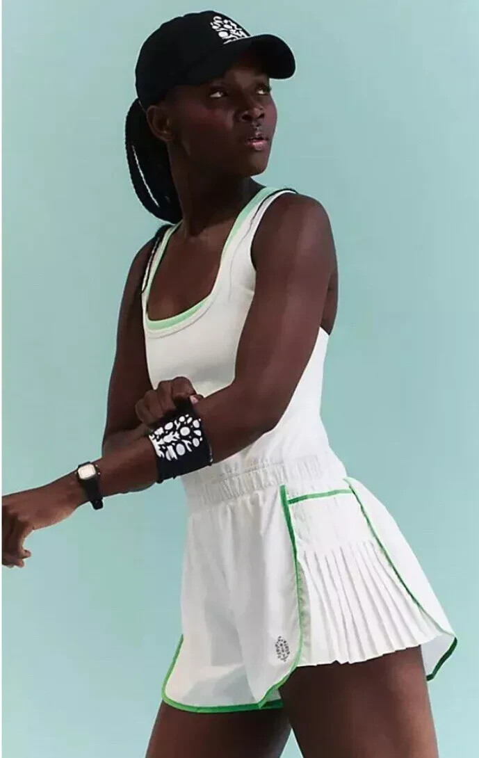 Free People Movement Easy Tiger Tennis Womens M White Shortsie Romper Pickleball