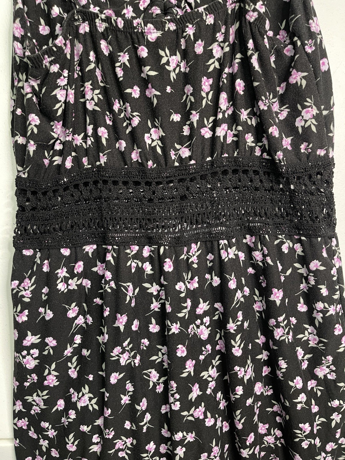 Romper Short Maxi Super Soft Jersey Knit Crochet Adjustable Straps & Chest EUC