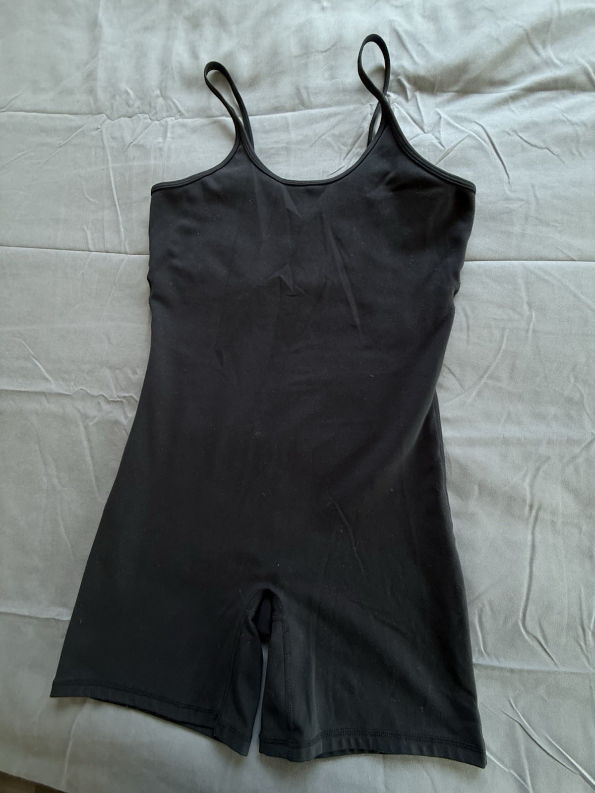 Mono B Womens L Black Unitard One Piece Activewear Jumpsuit Biker Shorts Yoga