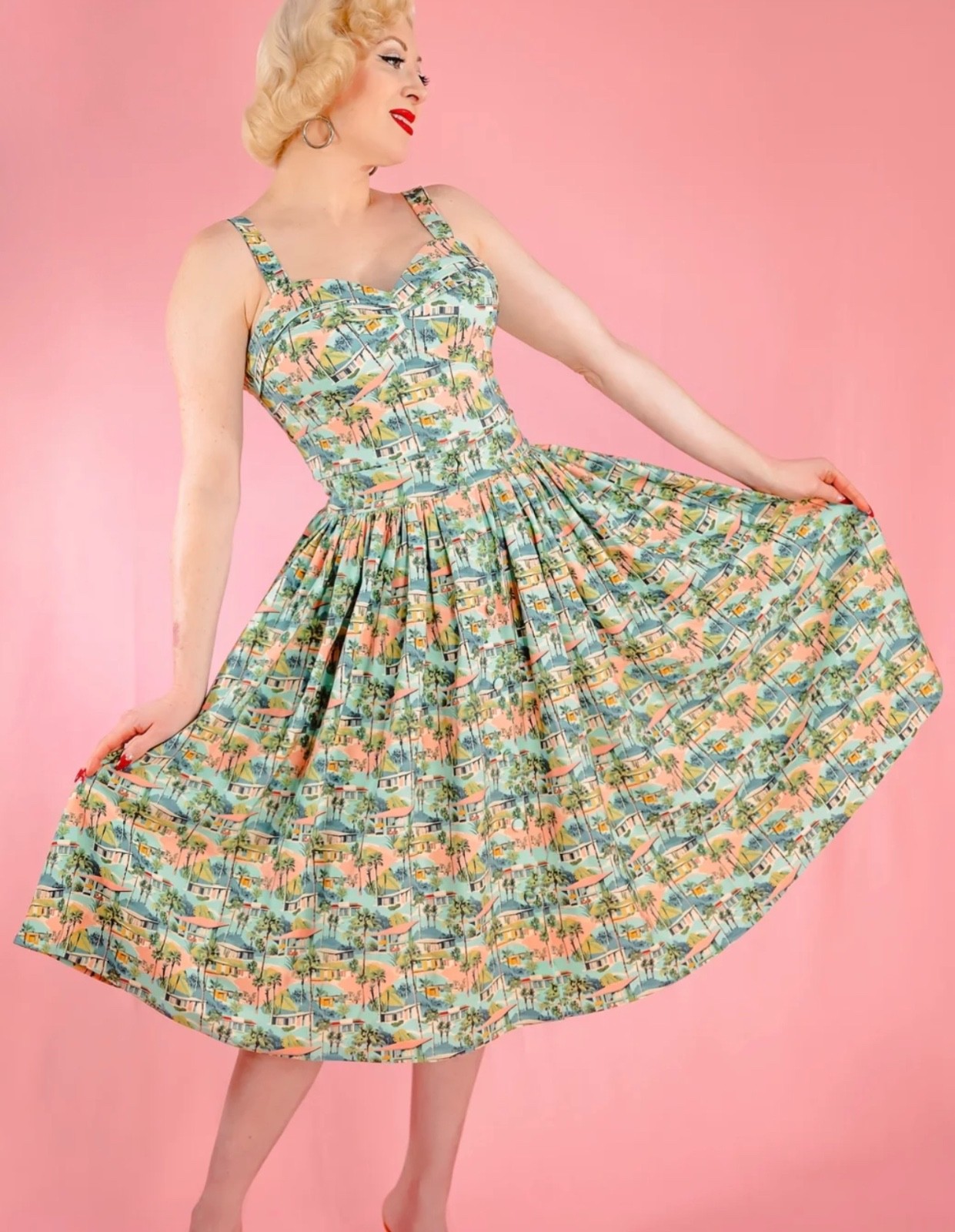 Rare 3X NEW ELLE REBEL CLOTHING 2Pc Set skirt play suit Palm Springs Pinup Girl