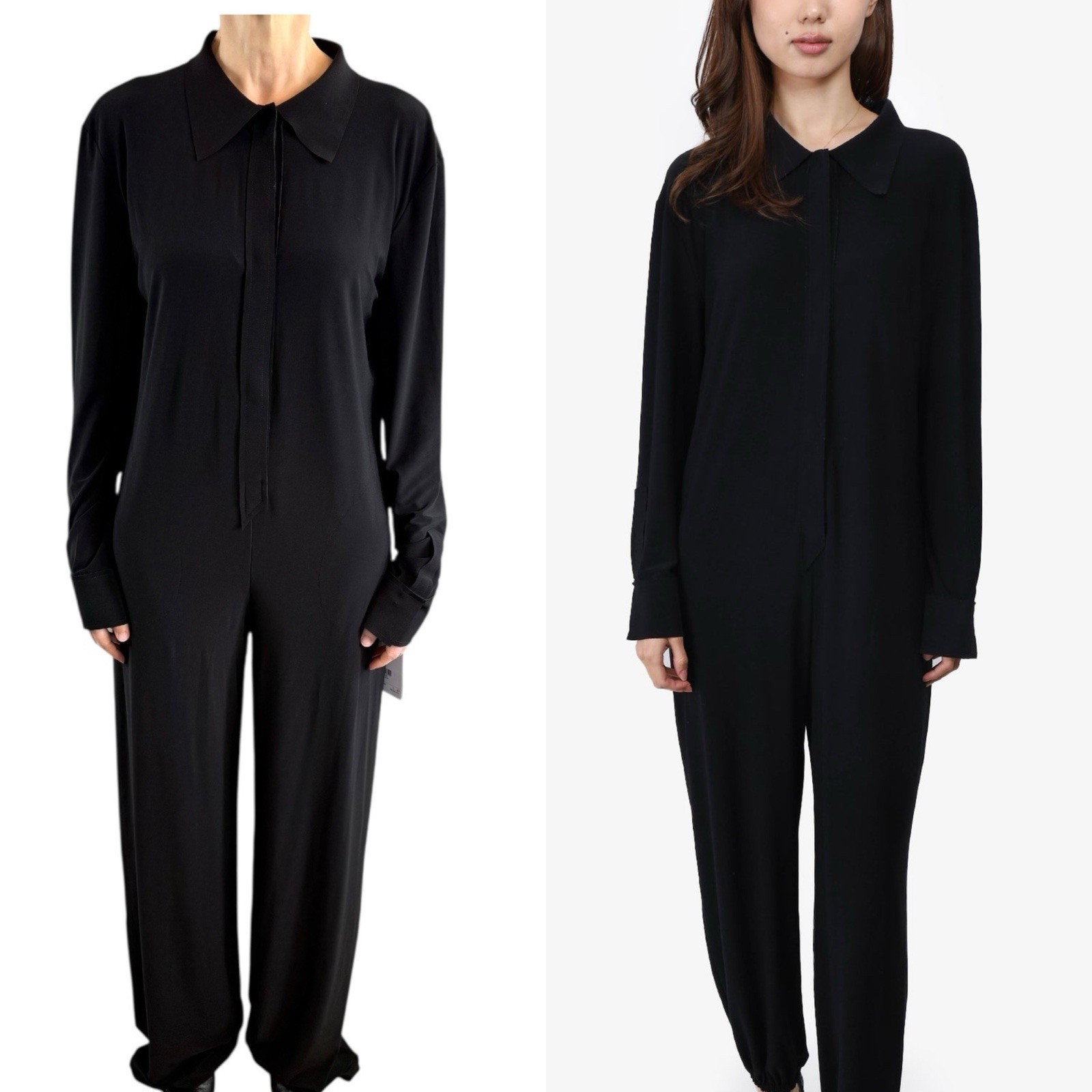 Norma Kamali Size M 38 (12 Aus 8 10 US) Black Jersey Long Sleeve Jumpsuit NWT