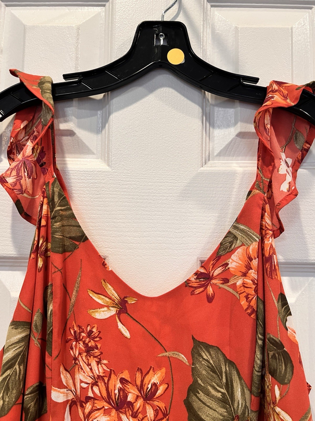 Xhilaration XXL Orange Floral Ruffle Belted Wide-Leg Jumpsuit