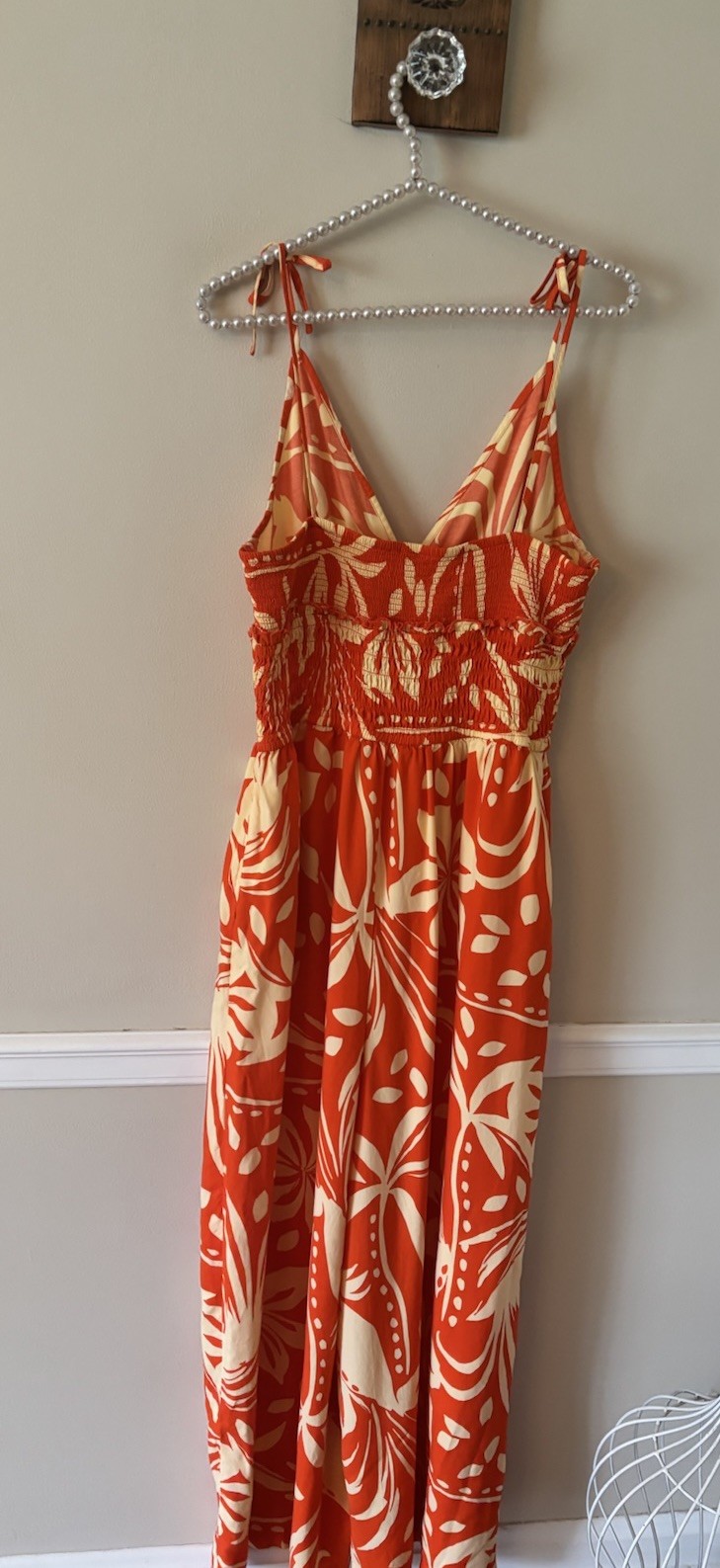 Patrons Of Peace Womens Size XL Orange Cream Sleeveless Romper Wide Leg