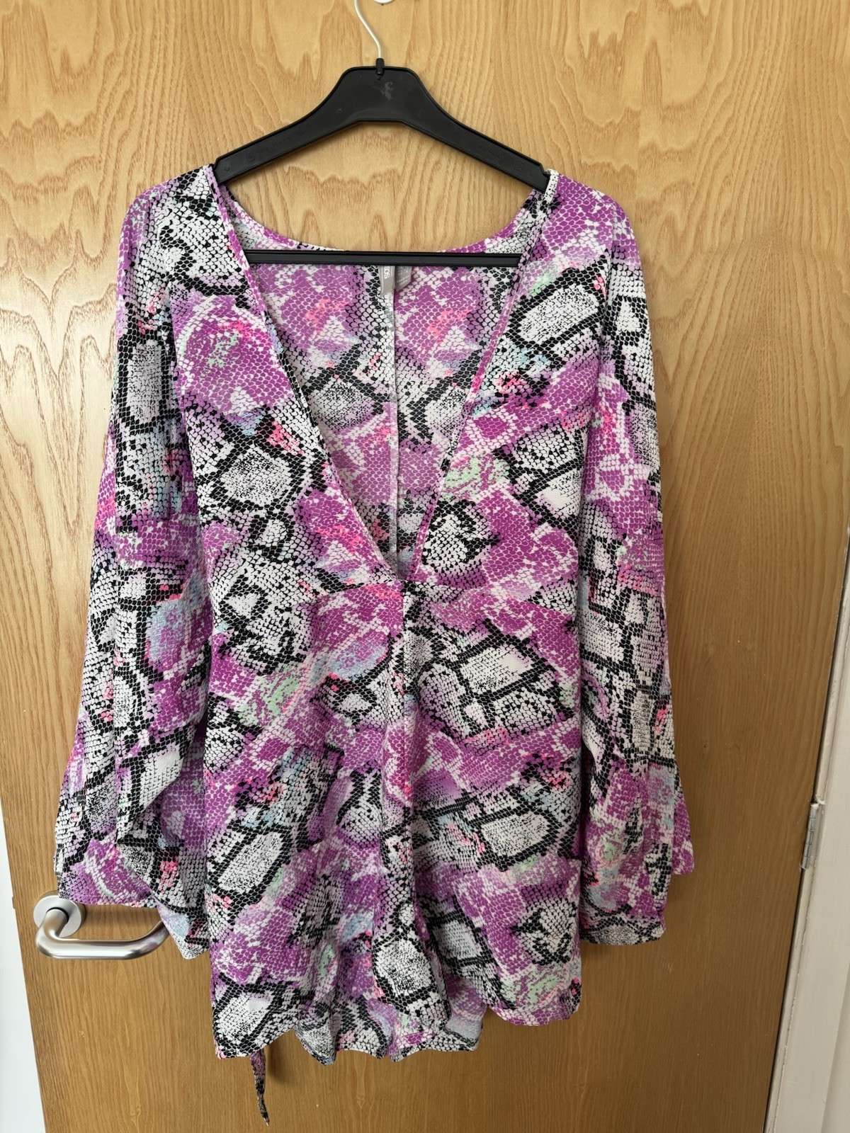Asos Multi Snake Print Wide Sleeve Playsuit With Fabric Belt. UK Size 12.