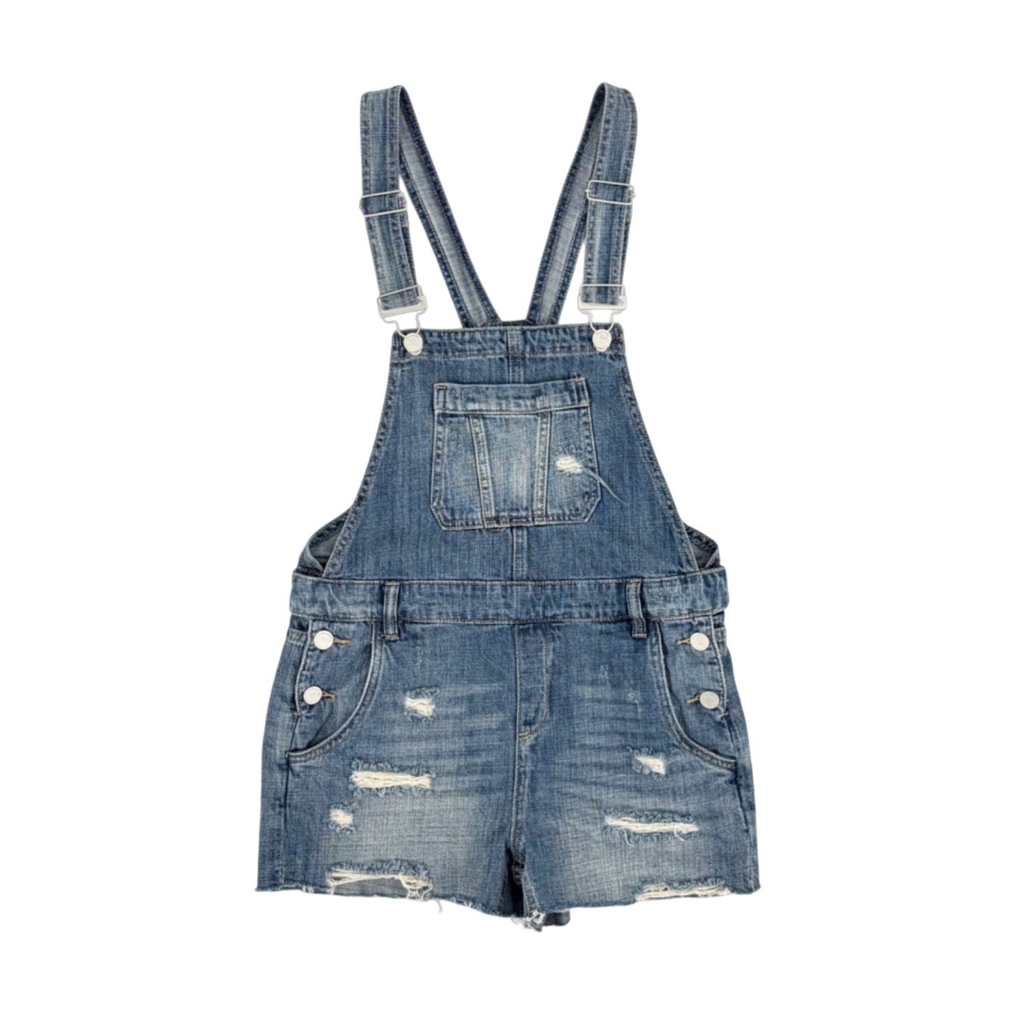 NWT Blank NYC Womens Distressed Denim Short Overalls Shortalls Size 26 Casual