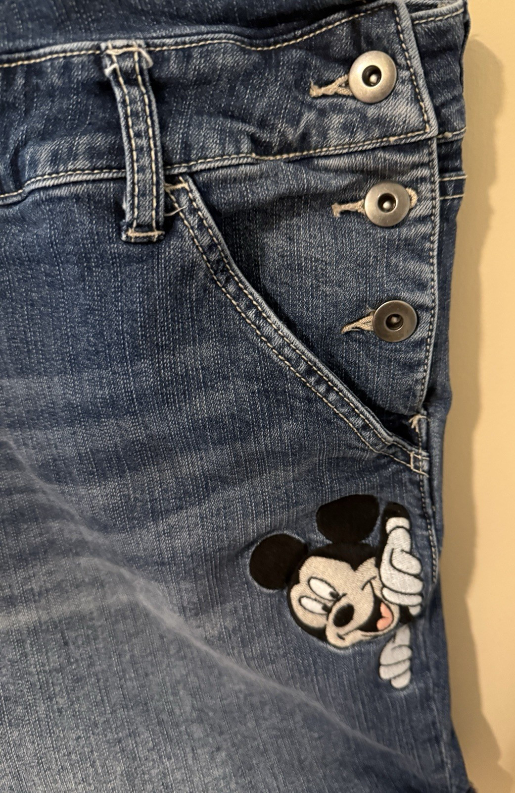 Disney Torrid Plus Size Mickey & Minnie Mouse Cuff Shortall Overalls Denim Sz 26