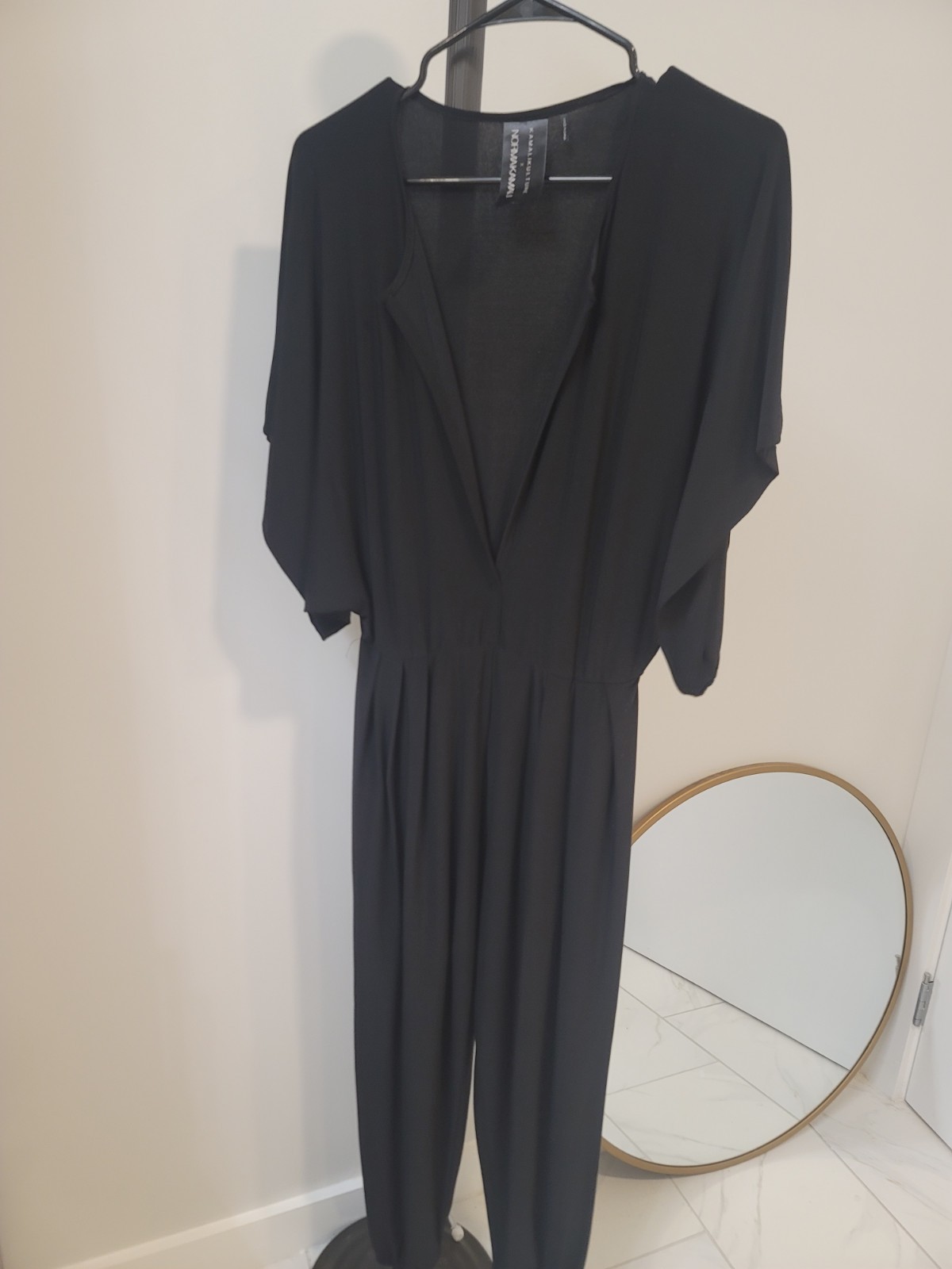 Norma Kamali Rectangle Jog Jumpsuit Floral Jogger Size Small Black