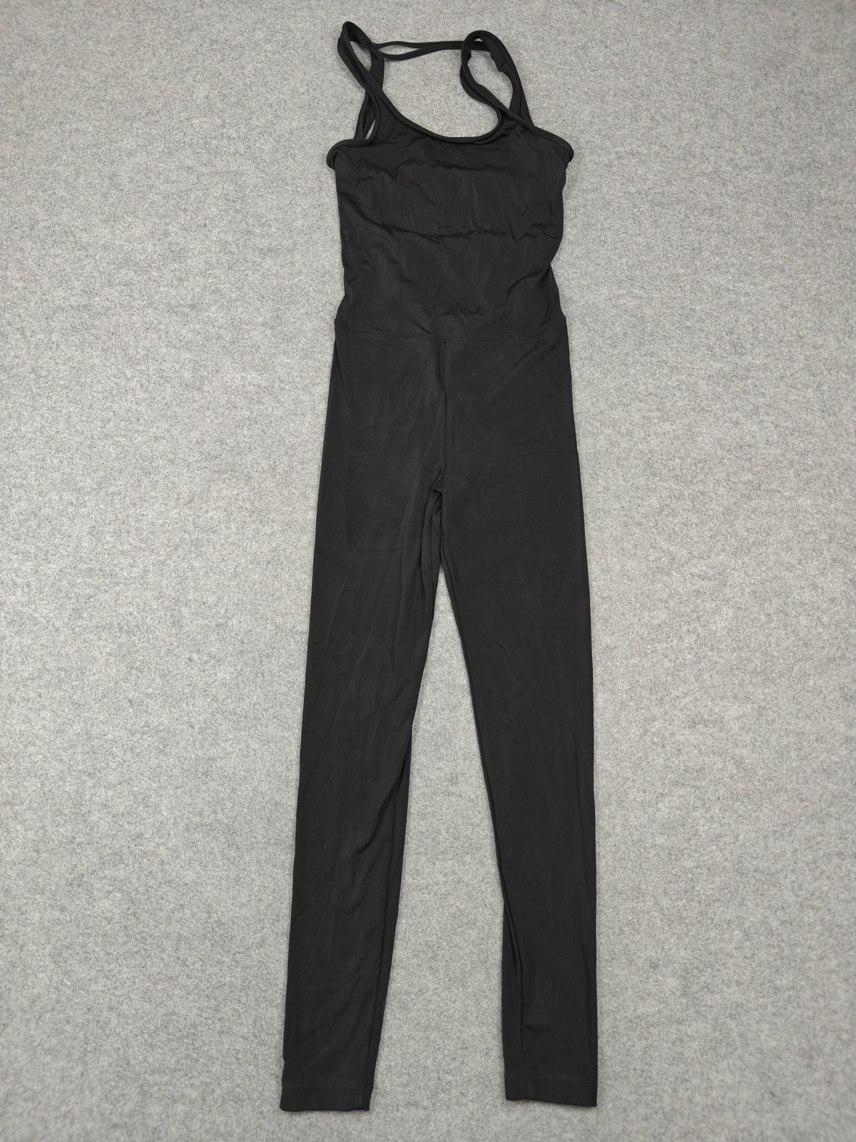 Koral Unitard Womens No Size Tag Black Strappy Back Scoop Neck One Piece