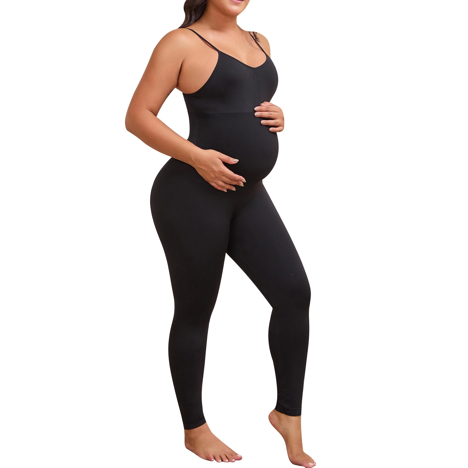 Maternity Workout Leggings Pregnancy Yoga Ribbed One Piece Seamless Tank Top
