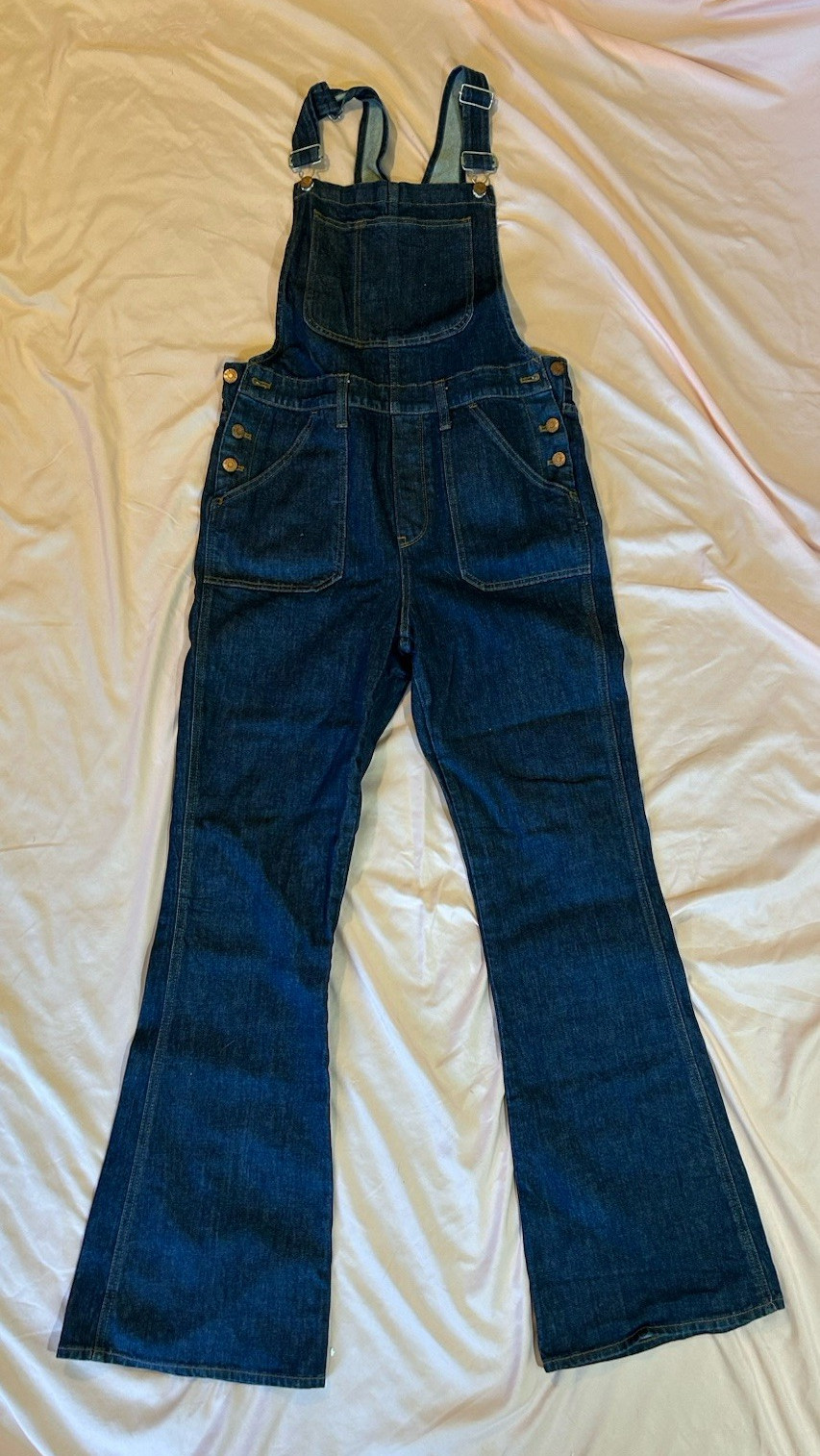 Madewell Women’s Blue Denim Overalls Size M Flared Leg