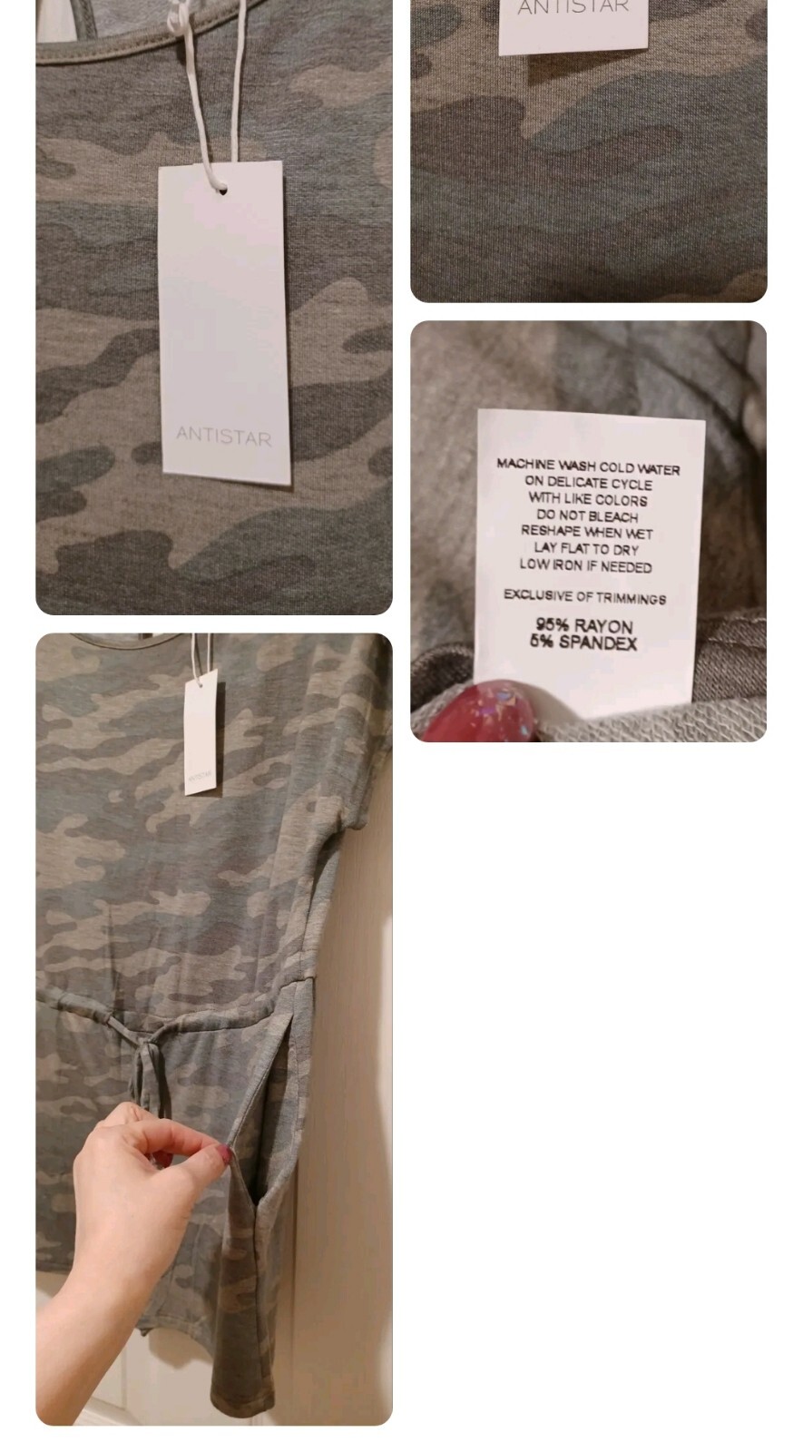 $65 ANTISTAR Soft Stretch Romper Shorts Top 1 Piece Shortsuit Camouflage Pockets