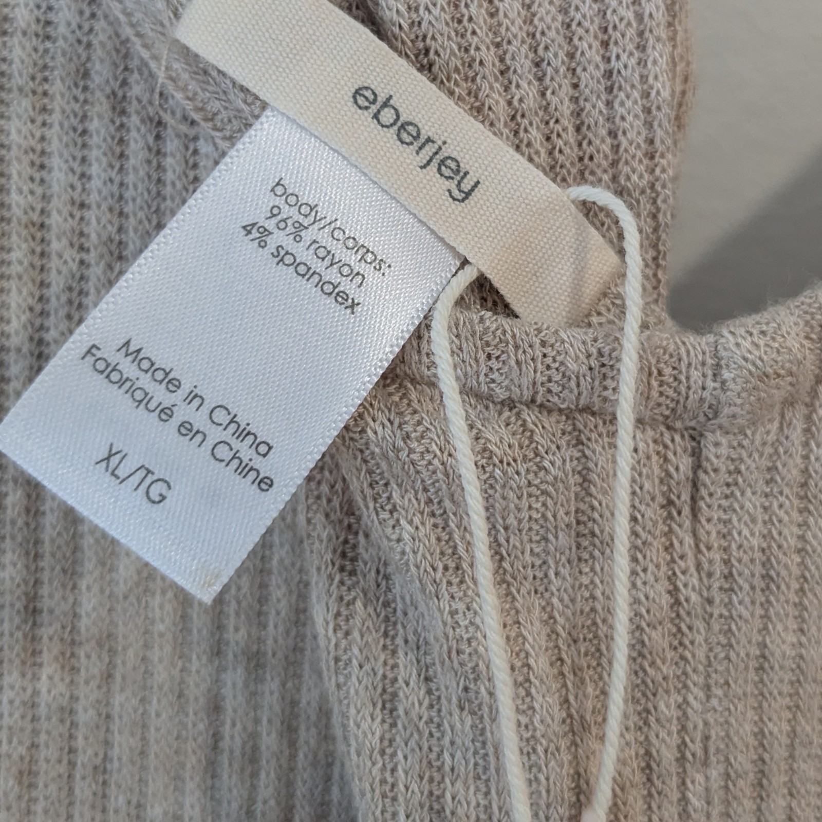 Eberjey Elon Ribbed V Neck Jumpsuit In Oatmeal Women’s XL NEW