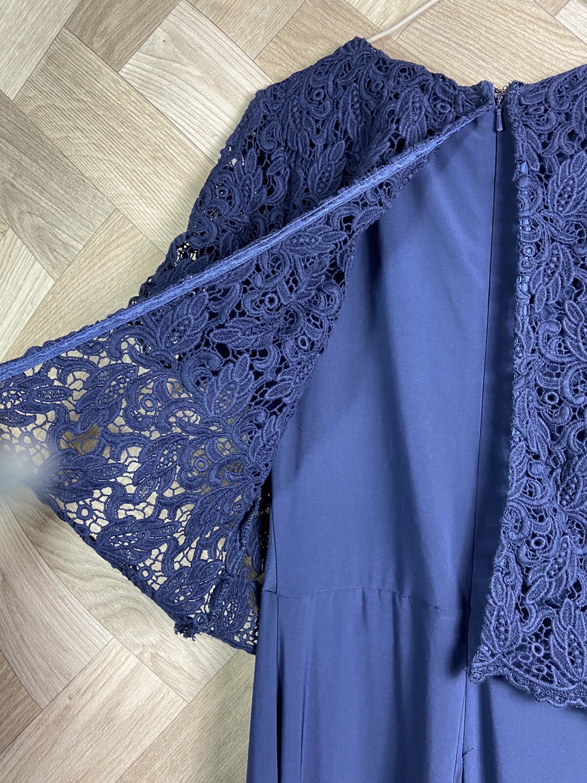 Ladies Phase Eight Navy Fitted Smart Jumpsuit Lace Detail Size 8 Formal