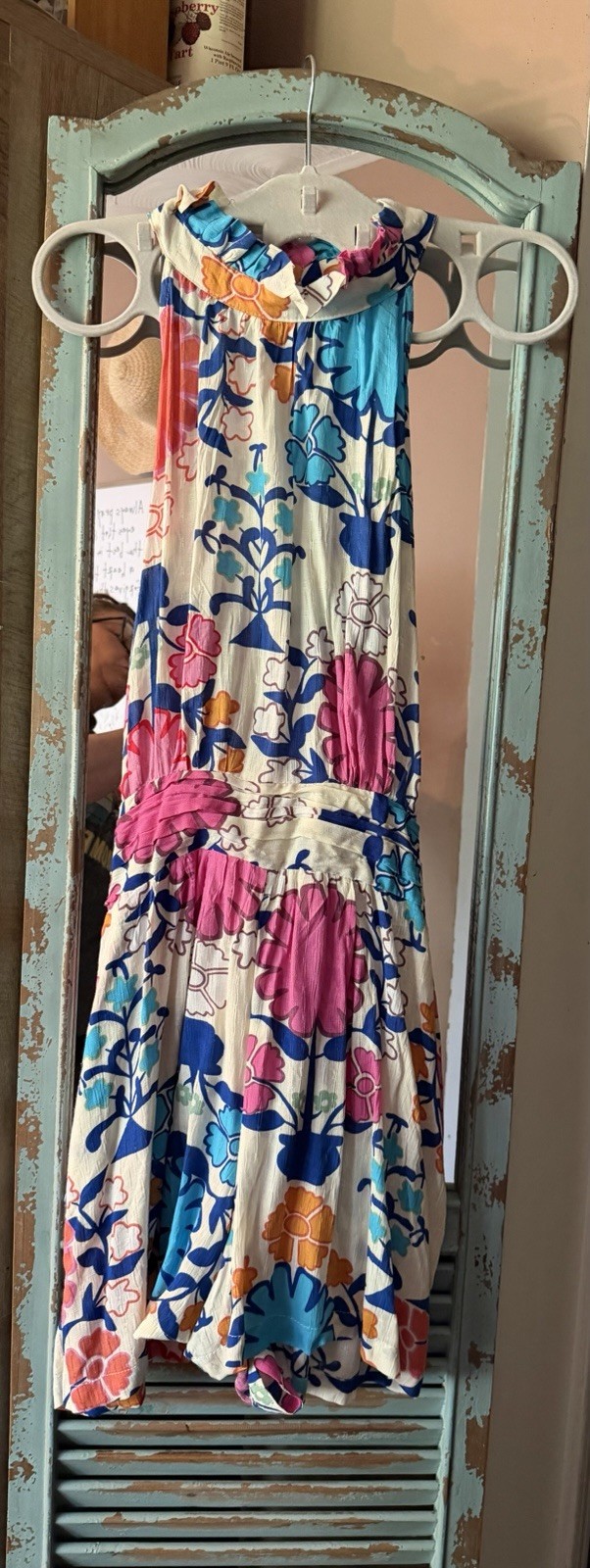 Women’s Floral Summer Jumper With Tie In Back, Size Large
