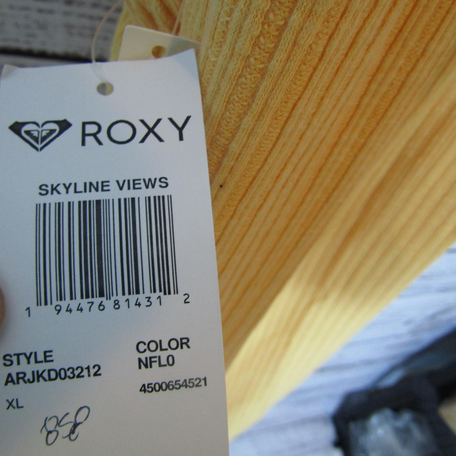 Roxy Jumpsuit Womens XL Yellow Skyline Views Wide Leg Strappy Tie Back Ribbed