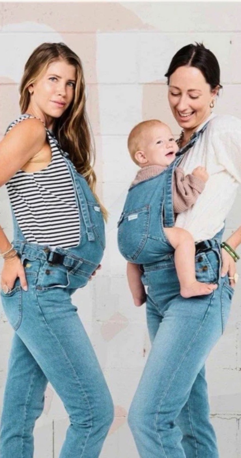 The Mumsie Blue Denim Baby Maternity Overalls XL-2XL Stretchy Womens Carrier