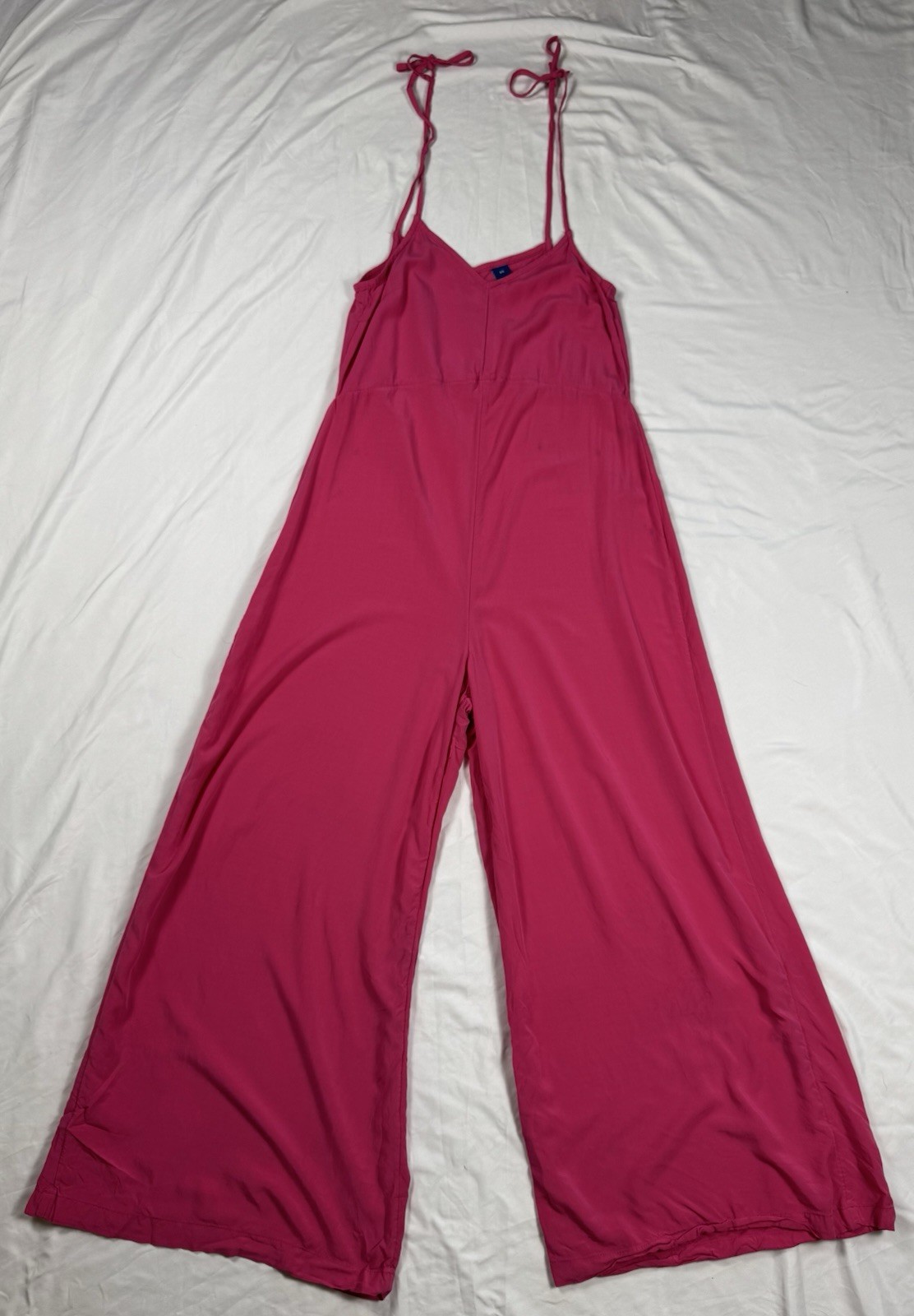 Old Navy Jumpsuit Pink Wide Leg Spaghetti Strap Rayon Women’s XS Tall Stained