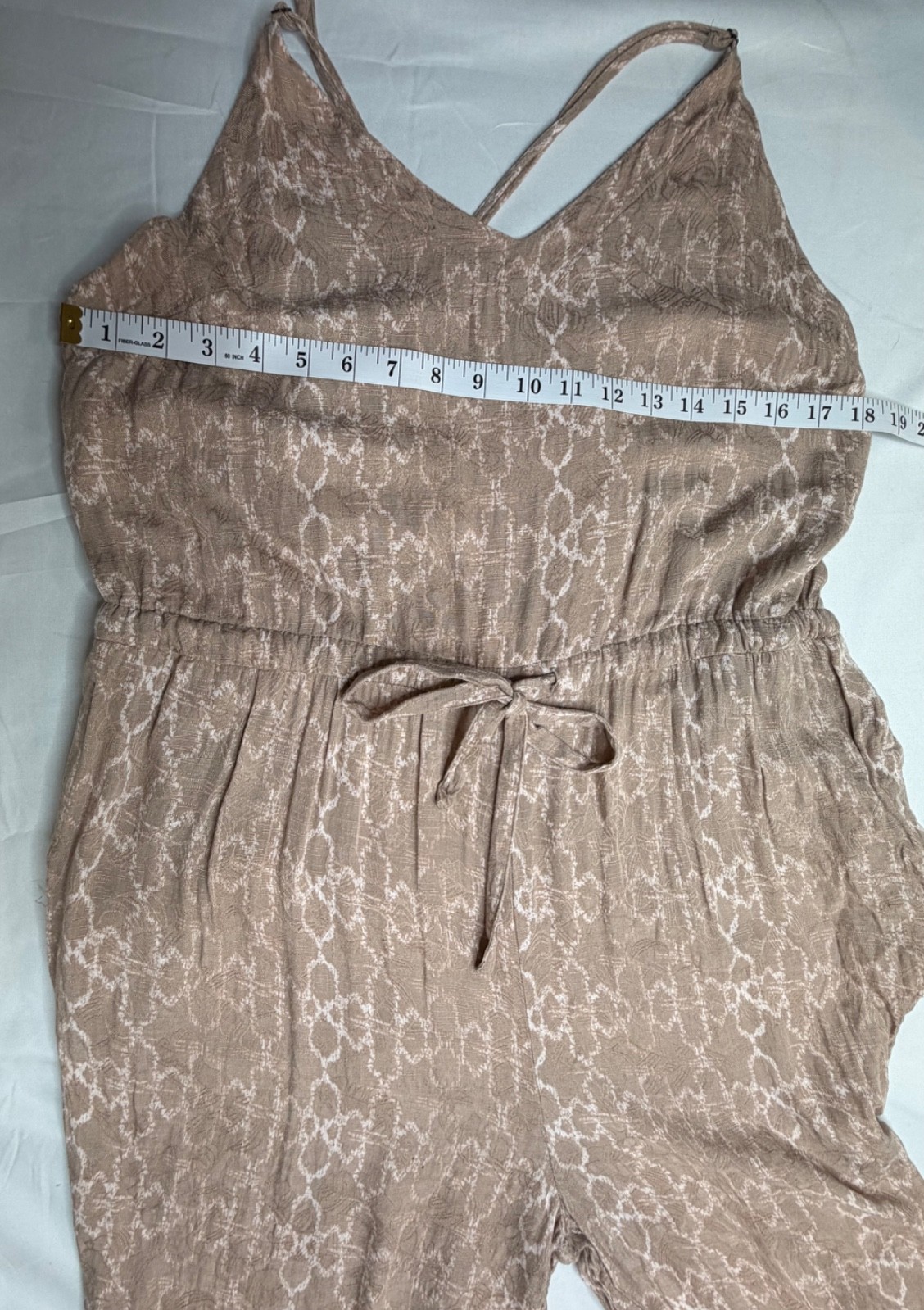 Free People Sunset Jumpsuit Natural Taupe Snake Print Open Back Medium M