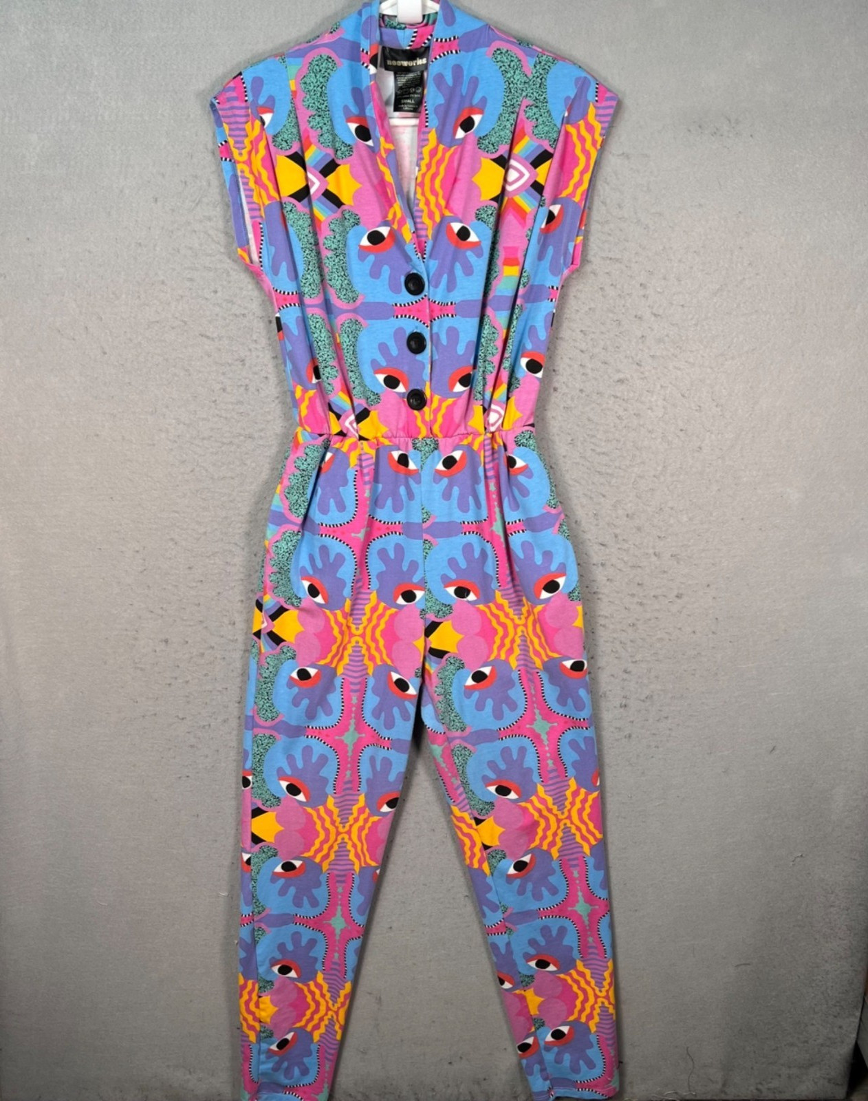 Nooworks Vibrant Abstract-Print Sleeveless Jumpsuit Womens Size Small
