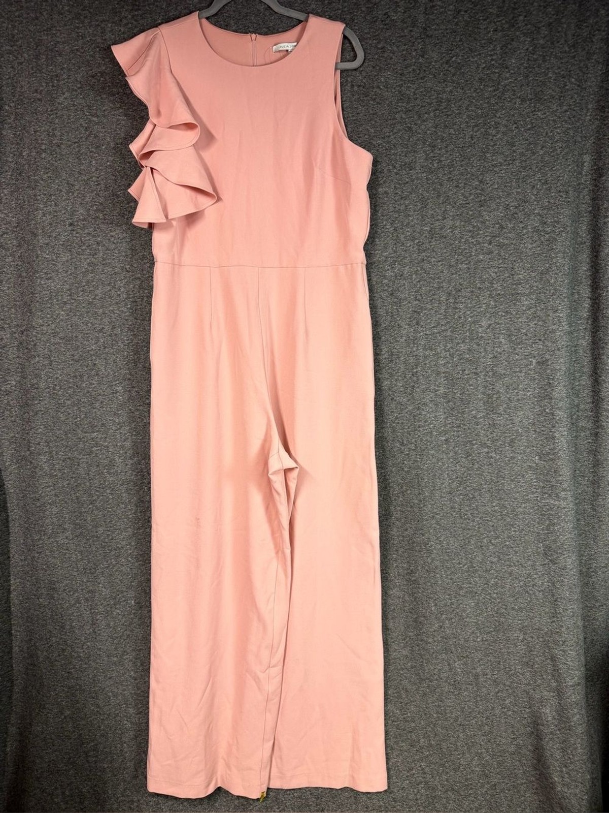 Julia Jordan Pink Ruffle Jumpsuit Size 14 NWOT Sleeveless Wide Leg Elegant