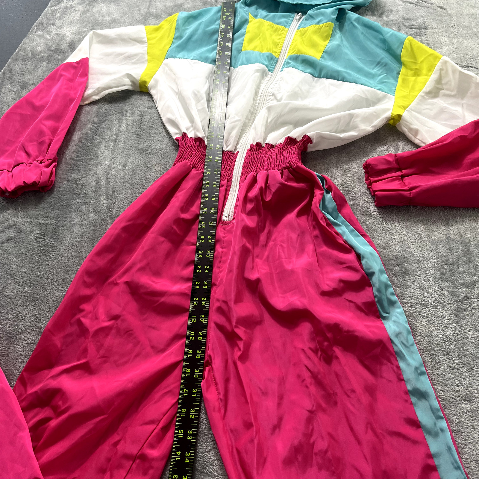 Vintage ’80s 90s Color Block Neon Jumpsuit Size Med Retro Y2K Barbie