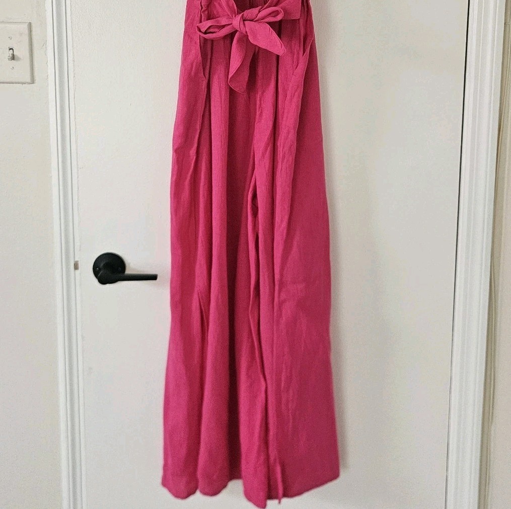 Nic + Zoe Womens Jumpuit 8 Wide Leg Linen Pink Sustainable Smocked Lagenlook