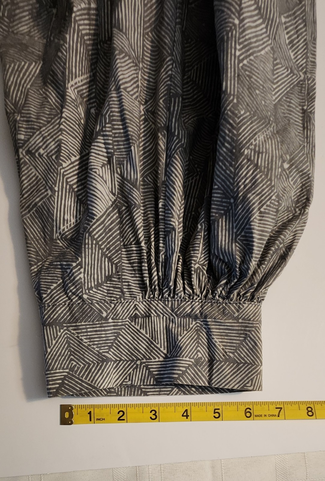 Vtg ’80s Gray/White Geo Pattern, Cotton, Balloon Leg High Waisted Overalls, S/XS