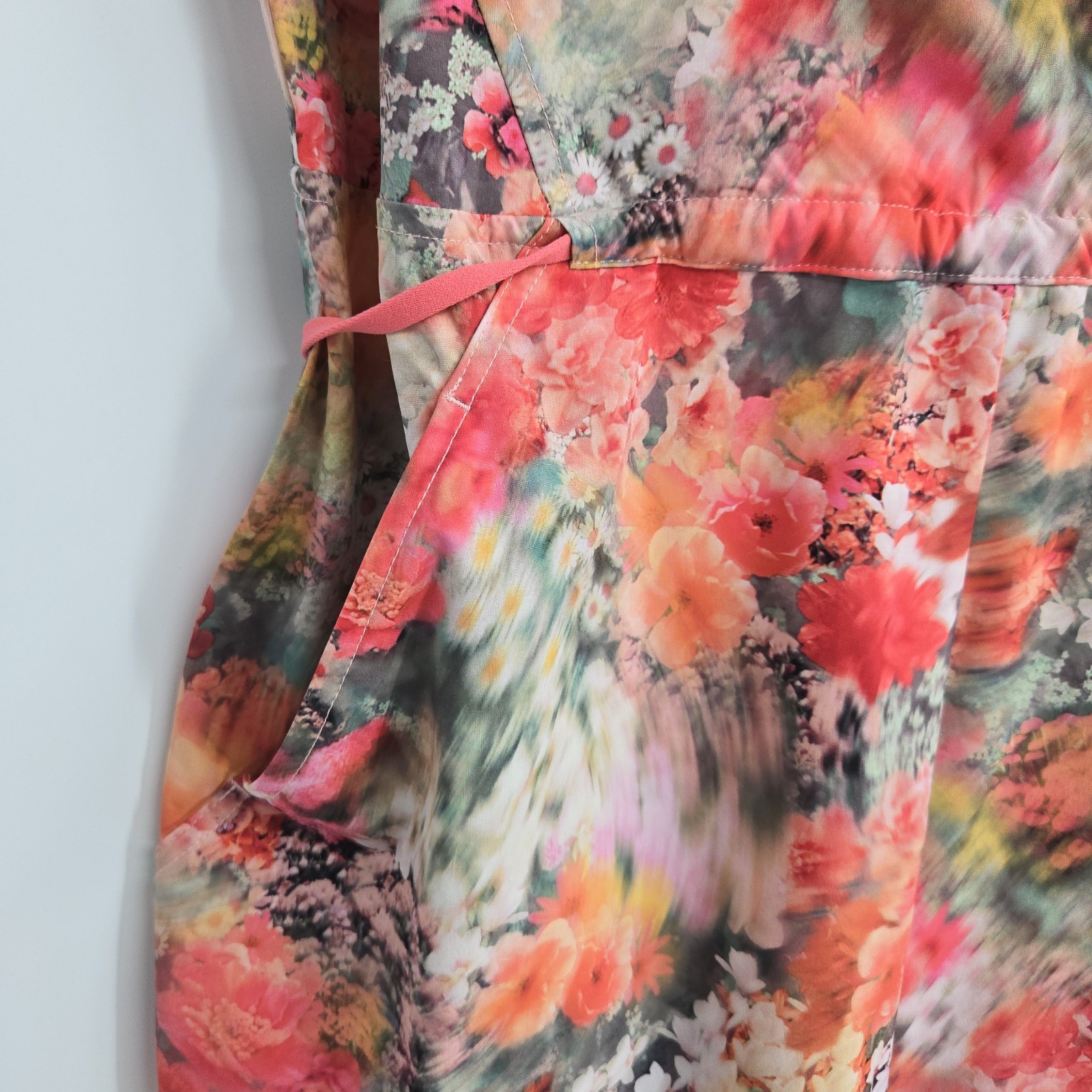 Athleta Marlow Romper Size XS Tall Peach Floral Pockets Activewear Athlesure